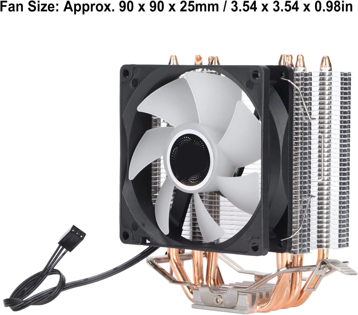 خنک کننده بادی پردازنده RGB، فن های خنک کننده پردازنده کامپیوتر RGB 90 میلی متری 3 پین 4 لوله حرارتی عملکرد بی صدا، نصب آسان (تک فن)