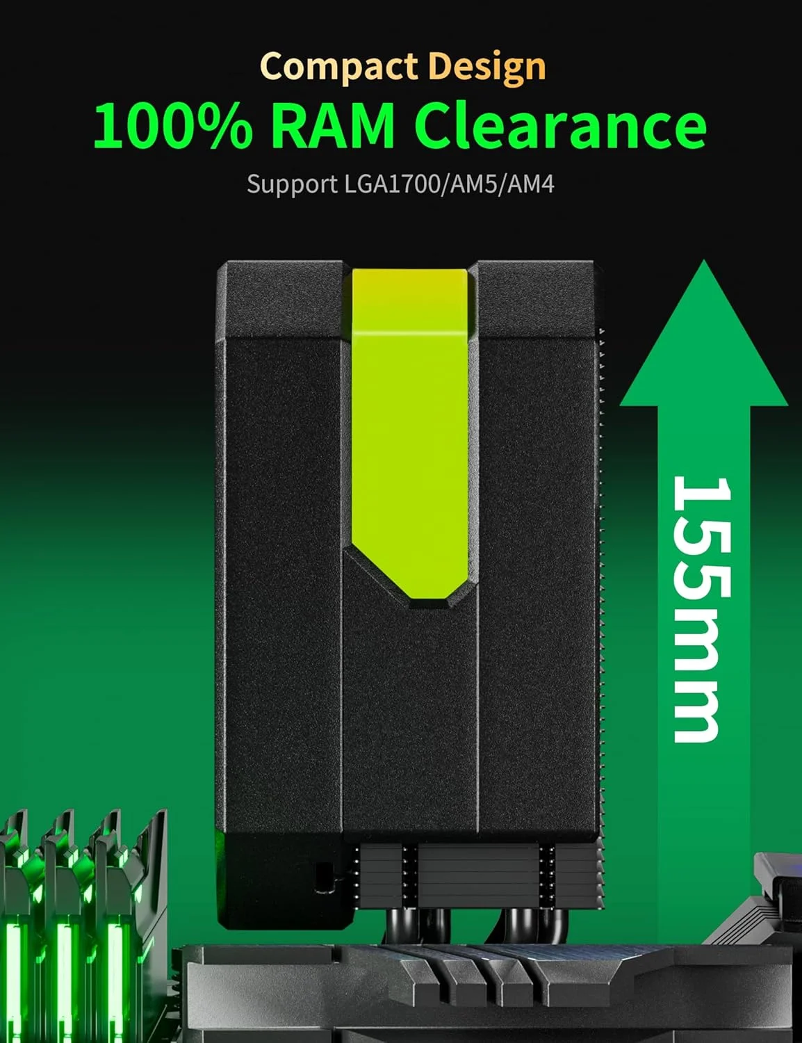 خنک کننده بادی پردازنده با 4 لوله حرارتی 6 میلی متری، فن 120 میلی متری ARGB با سرعت 1650 دور در دقیقه، خنک کننده بادی پردازنده AMD سری AM5/AM4/AM3، خنک کننده بادی پردازنده با ارتفاع 6.1 اینچ سازگار با Intel LGA 1700/1150/1155/1156/2011/2066 (مشکی)