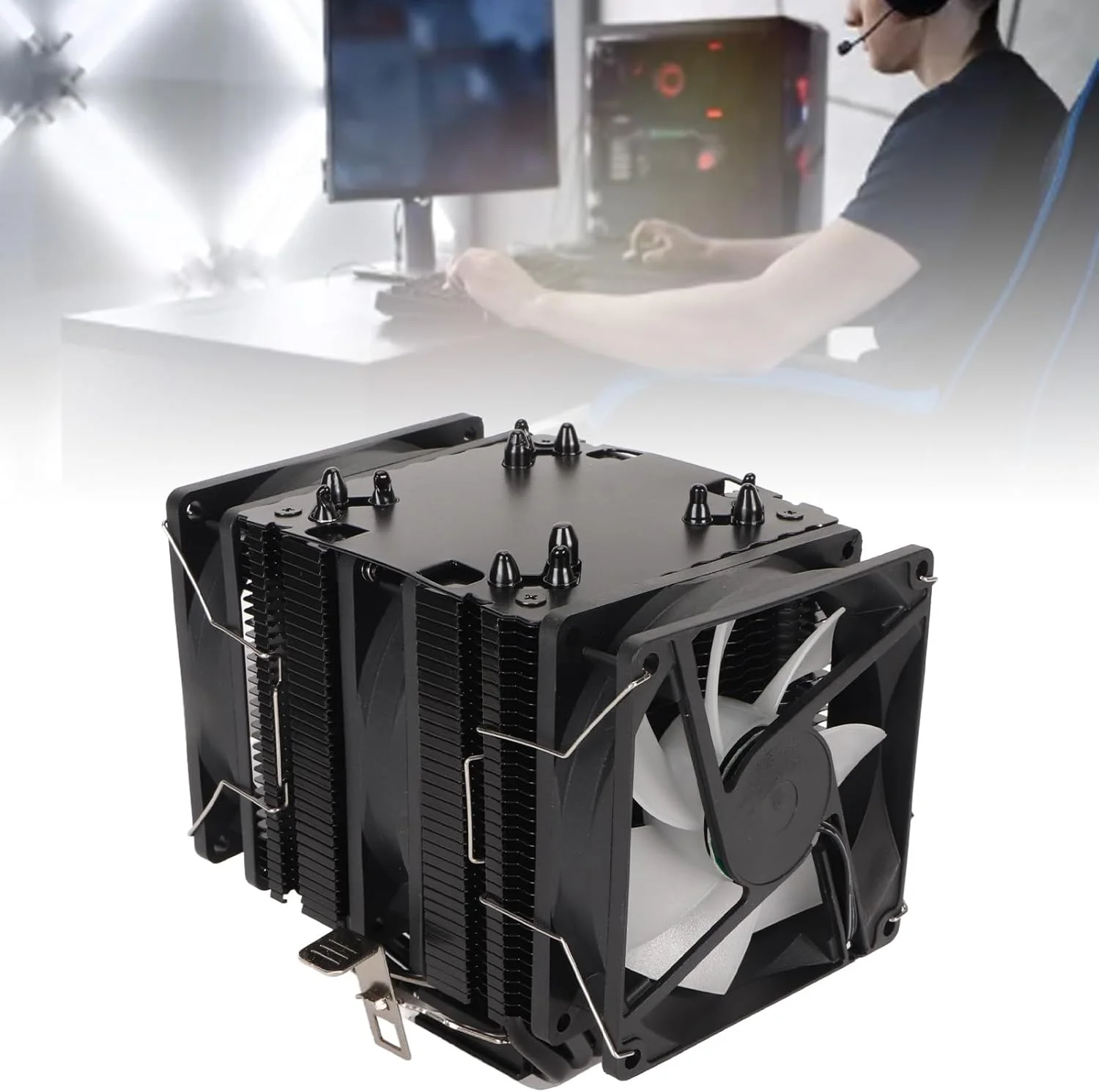 خنک کننده پردازنده دو برج با 6 لوله حرارتی، 3 فن با نورهای رنگارنگ برای اتلاف حرارت فوق العاده