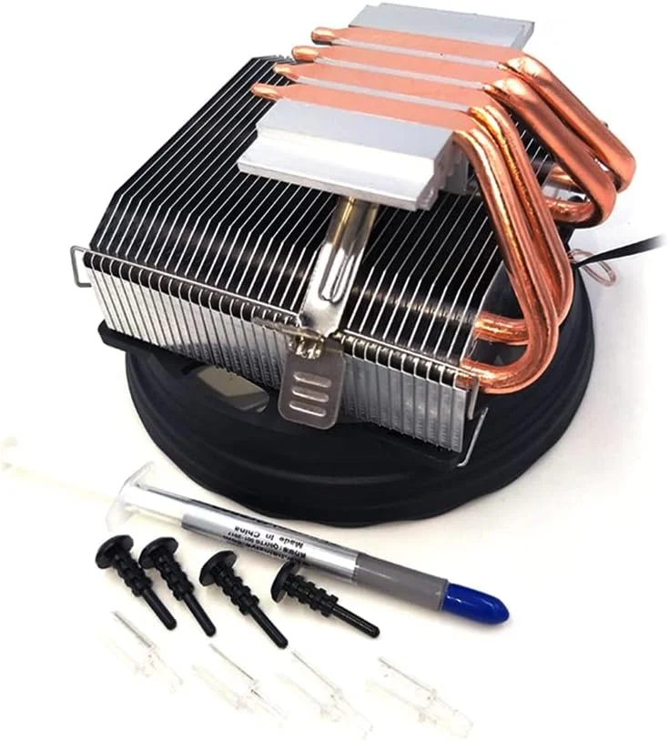 خنک کننده پردازنده V4 با 4 لوله حرارتی مسی، فن خنک کننده بی صدا 3 پین، جایگزین برای LGA 775 1150 1155 1156 1151 1366 AM2 3 FM1 FM2