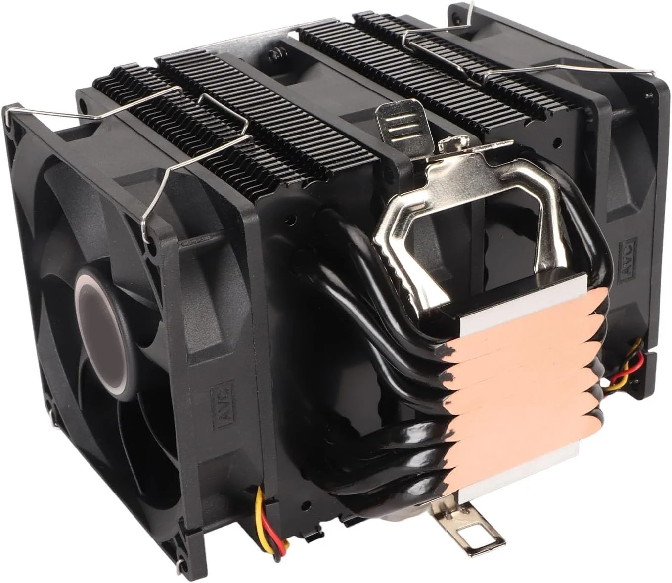 خنک کننده پردازنده دو برج، 6 لوله حرارتی، خنک کننده هیدرولیک 3 فن، طراحی بی صدا، فن های خنک کننده پردازنده کامپیوتر برای