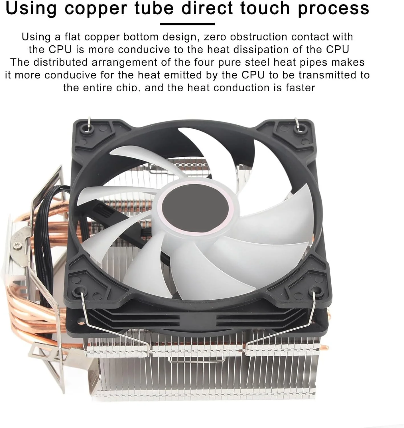 خنک کننده پردازنده RGB، برج خنک کننده بی صدای پردازنده رومیزی، خنک کننده بادی پردازنده PWM 120 میلی متری برای LGA775/1150/1151/1155; برای Core I3/i5/i7/i9; برای AM4/AM3/AM3+; حجم هوای 69.16 CFM