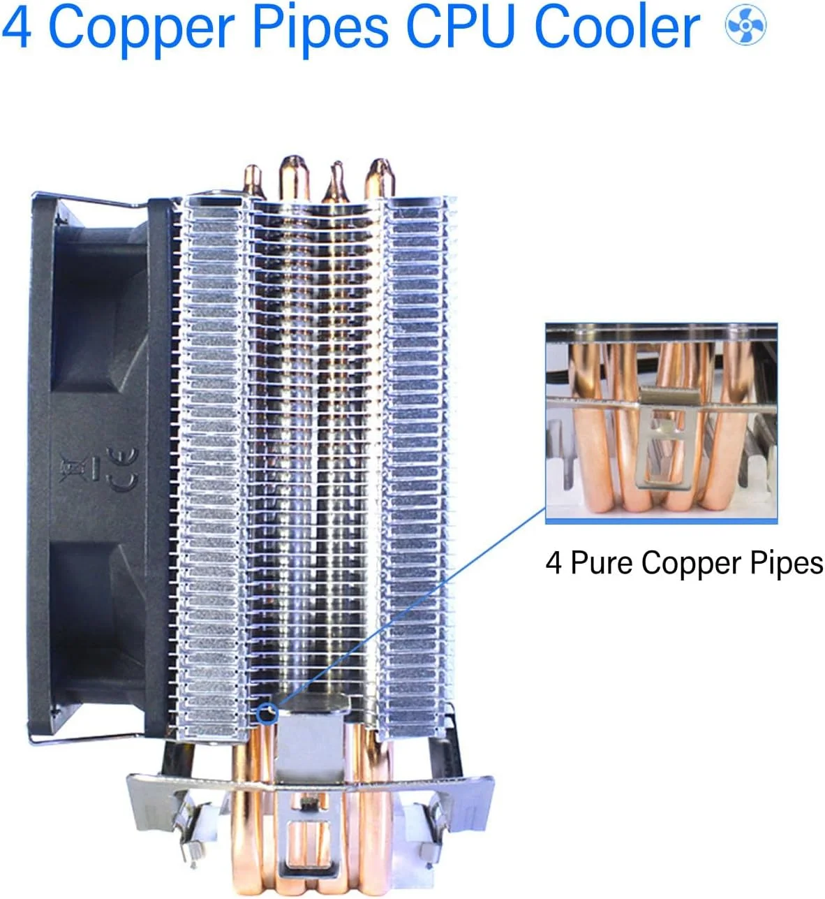 خنک کننده بادی پردازنده، 4 لوله حرارتی، خنک کننده پردازنده 12 میلی متری RGB با نویز کم، 48CFM، برای LGA 775/1150/1151/1155/1156/1200/1700/1356/1366، AM4 AM3 AM2