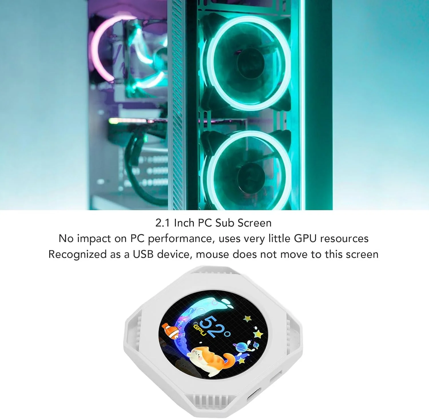 نمایشگر LCD خنک کننده پردازنده، نمایشگر دمای خنک کننده آبی پردازنده، صفحه نمایش خنک کننده آبی با تم پویا DIY، صفحه نمایش ثانویه کیس کامپیوتر با USB RGB (سفید) نمایشگر LCD خنک کننده پردازنده، نمایشگر دمای خنک کننده آبی پردازنده، صفحه نمایش خنک کننده آبی با تم پویا DIY، صفحه نمایش ثانویه کیس کامپیوتر با USB RGB (سفید)