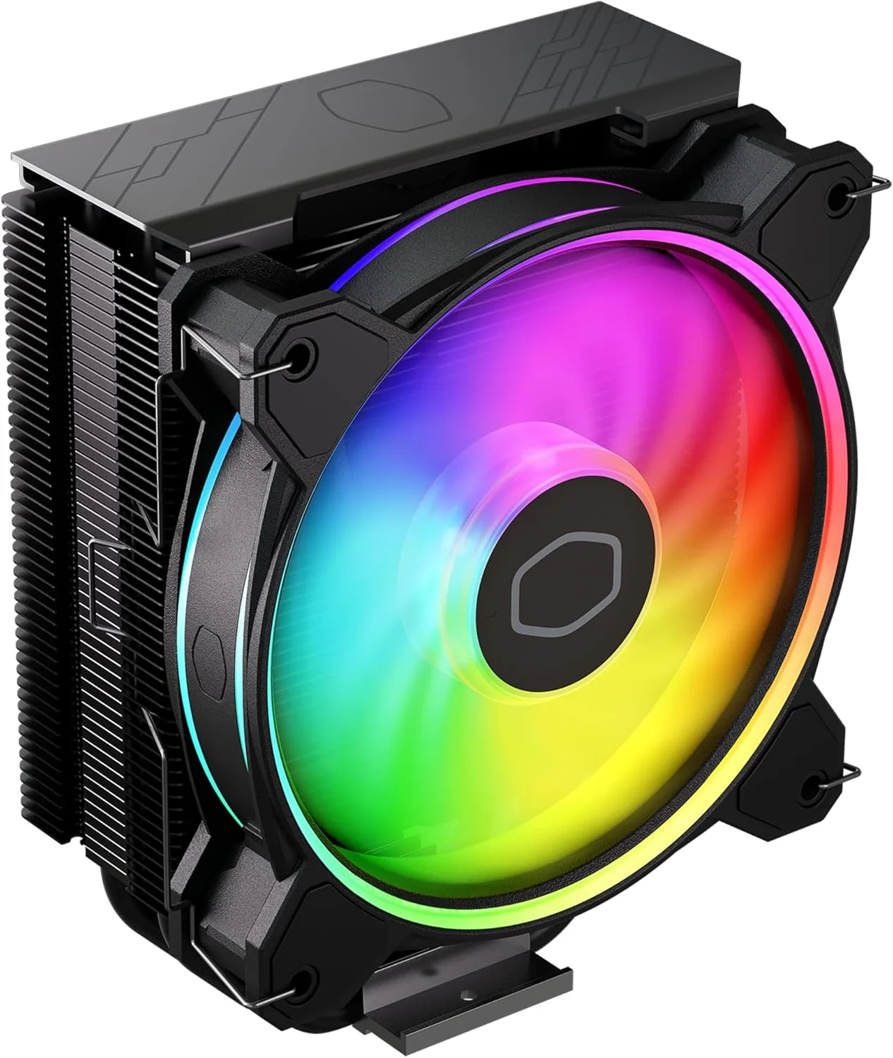 خنک کننده بادی پردازنده Cooler Master Hyper 212 Halo Black، فن MF120 Halo²، ARGB حلقه دوتایی، پوشش بالایی آلومینیومی، 4 لوله حرارتی مسی، 154 میلی متر (ارتفاع) برای AMD Ryzen AM5/AM4، Intel LGA1700/1200 (RR-S4KK-20PA-R1)