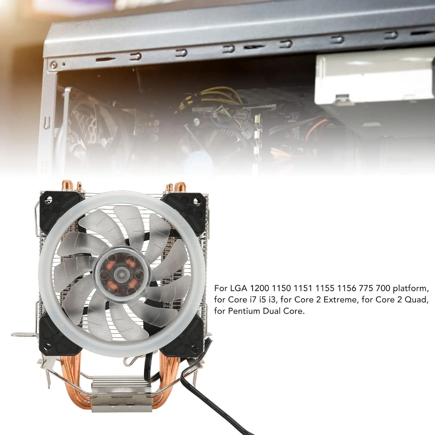 خنک‌کننده پردازنده، خنک‌کننده هوای پردازنده، رابط بزرگ 4 پین برای نصب آسان، فن 9.2 سانتی‌متری برای اتلاف سریع گرما، با چراغ‌های RGB، نصب و استفاده آسان، برای پلتفرم‌های LGA 1200 1150 1151 1155 1156 775 700 و غیره