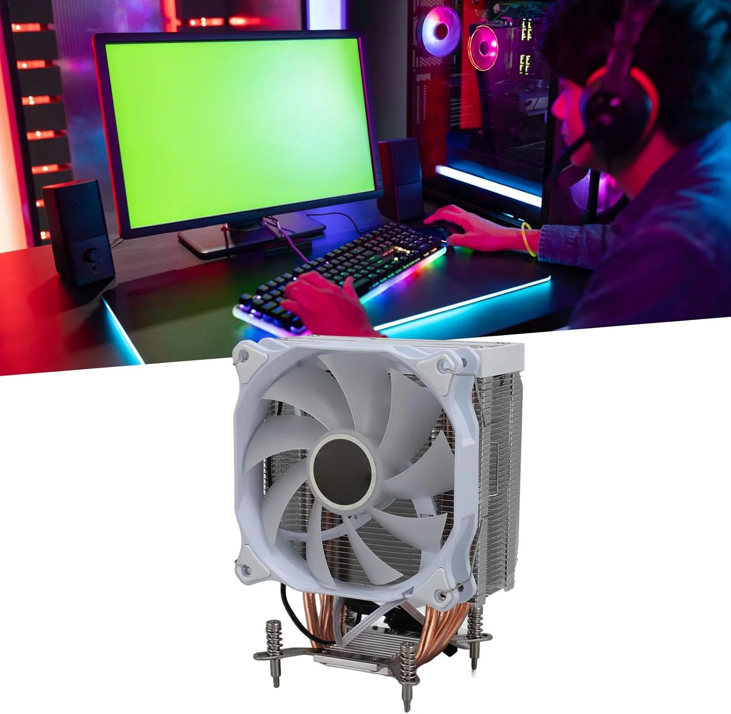 خنک کننده بادی پردازنده، فن هیدرولیک 10٪، طراحی بی صدا 22dB، 4 لوله حرارتی مناسب برای مادربردهای 775 1150 1151 1155 1156 1200 1700 1356 1366، مادربردهای سوراخ دار پاشنه 2011 با نصب آسان