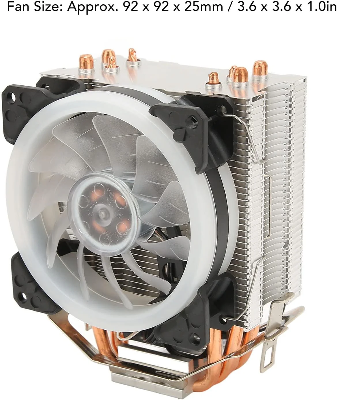 خنک‌کننده پردازنده، خنک‌کننده هوای پردازنده، رابط بزرگ 4 پین برای نصب آسان، فن 9.2 سانتی‌متری برای اتلاف سریع گرما، با چراغ‌های RGB، نصب و استفاده آسان، برای پلتفرم‌های LGA 1200 1150 1151 1155 1156 775 700 و غیره