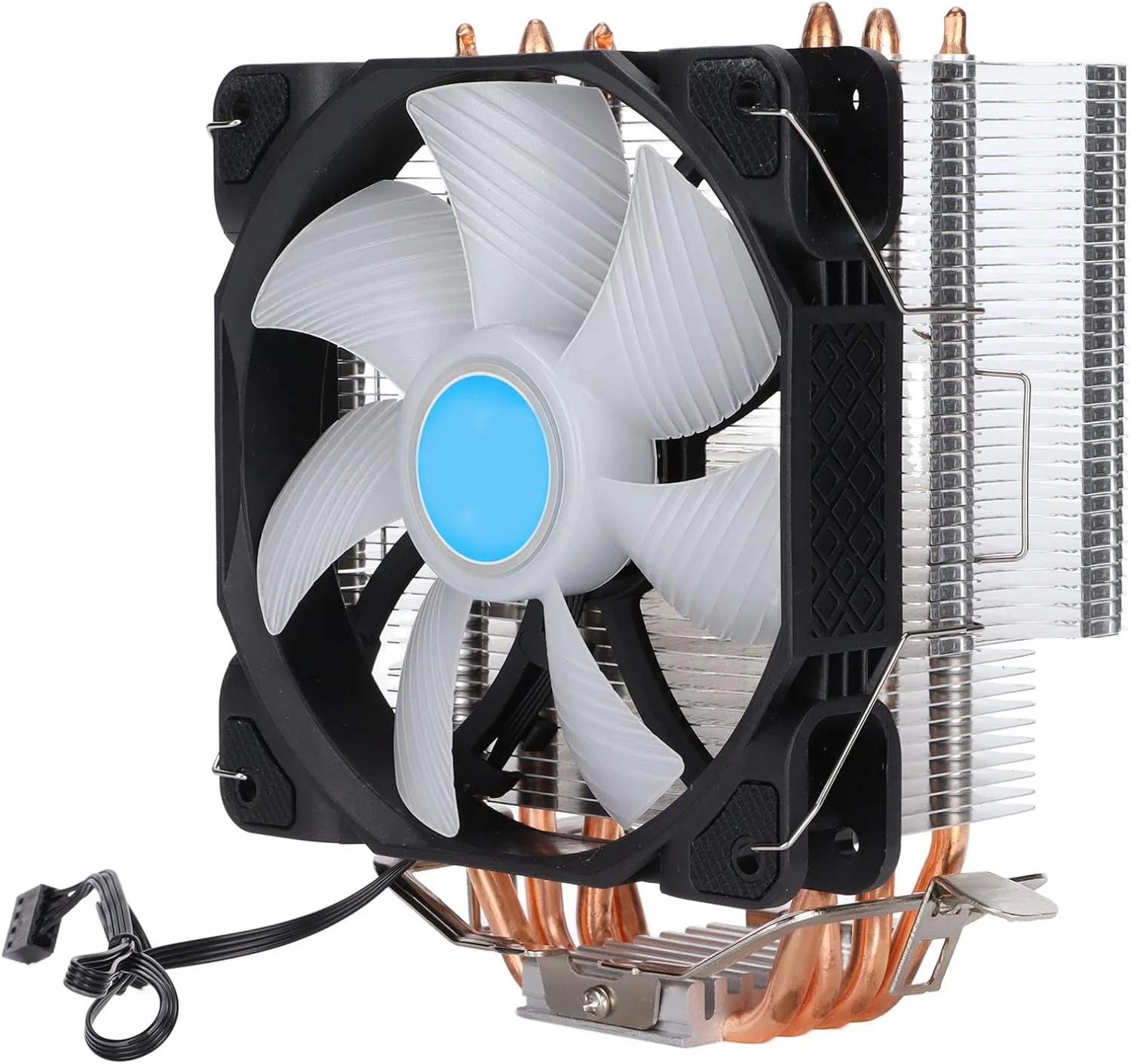 خنک کننده پردازنده، فن خنک کننده رادیاتور هوای پردازنده PWM 120 میلی متری DC 12 ولت، چهار لوله مسی، با نورهای RGB، پشتیبانی از اینتل/برای AMD یونیورسال