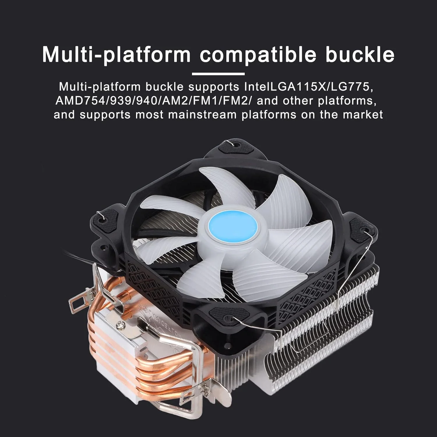 خنک کننده پردازنده، فن خنک کننده رادیاتور هوای پردازنده PWM 120 میلی متری DC 12 ولت، چهار لوله مسی، با نورهای RGB، پشتیبانی از اینتل/برای AMD یونیورسال خنک کننده پردازنده، فن خنک کننده رادیاتور هوای پردازنده PWM 120 میلی متری DC 12 ولت، چهار لوله مسی، با نورهای RGB، پشتیبانی از اینتل/برای AMD یونیورسال