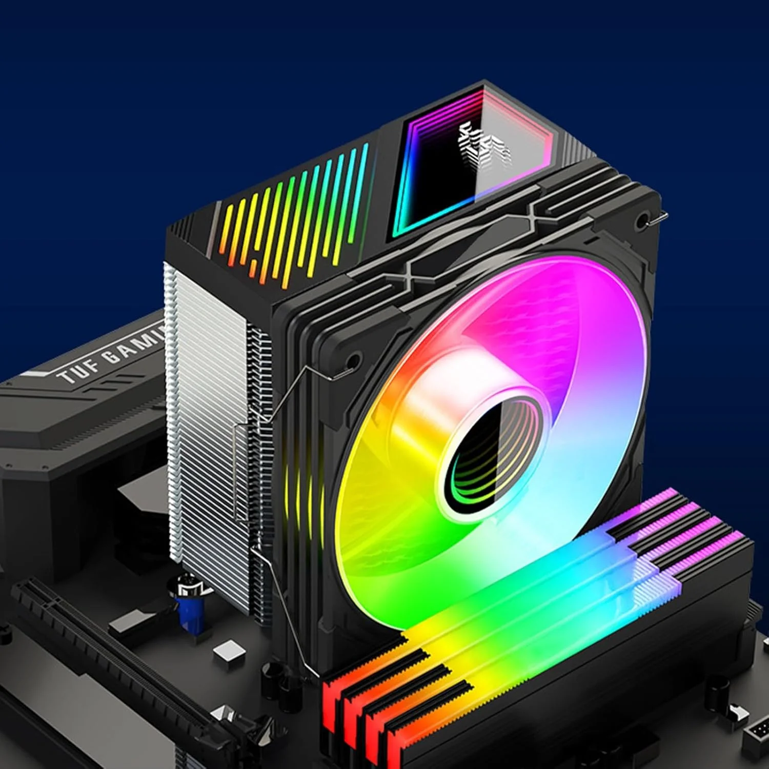 خنک کننده بادی پردازنده ARGB با 6 لوله حرارتی، فن کامپیوتر قابل جابجایی، نصب آسان، فن خنک کننده ARGB بی صدا برای LGA 1851/1700