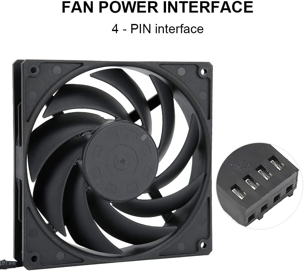 فن خنک کننده کیس کامپیوتر، فن خنک کننده پردازنده کامپیوتر 14 سانتی متری با نویز کم (مشکی)