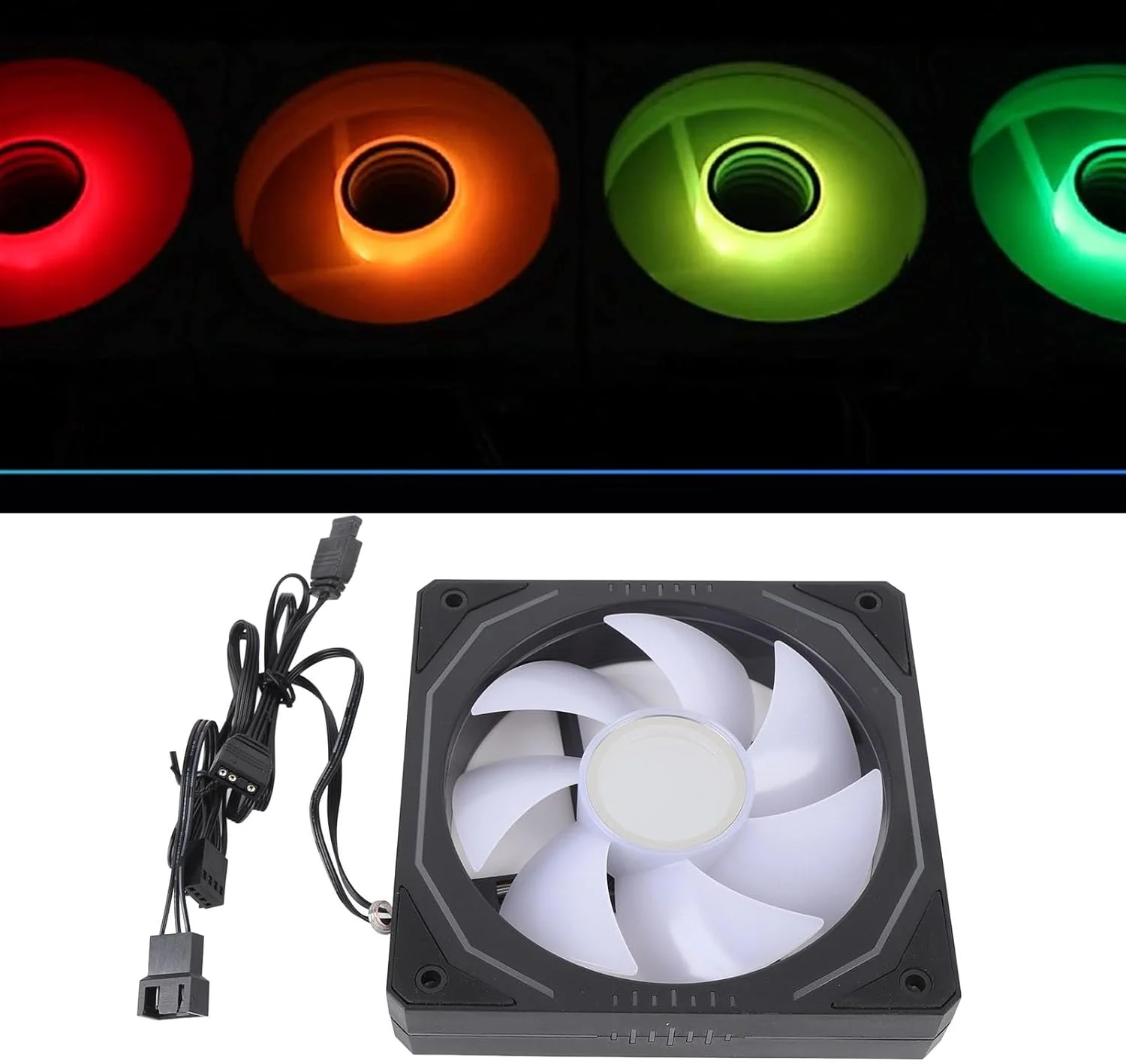 فن خنک کننده پردازنده 3 پین، فن خنک کننده پردازنده 120 میلی متری با 9 پره ARGB کنترل PWM 800 تا 1800 دور در دقیقه، فن خنک کننده کامپیوتر با نور LED، فن با پره های رو به جلو یا معکوس برای خنک کننده پردازنده