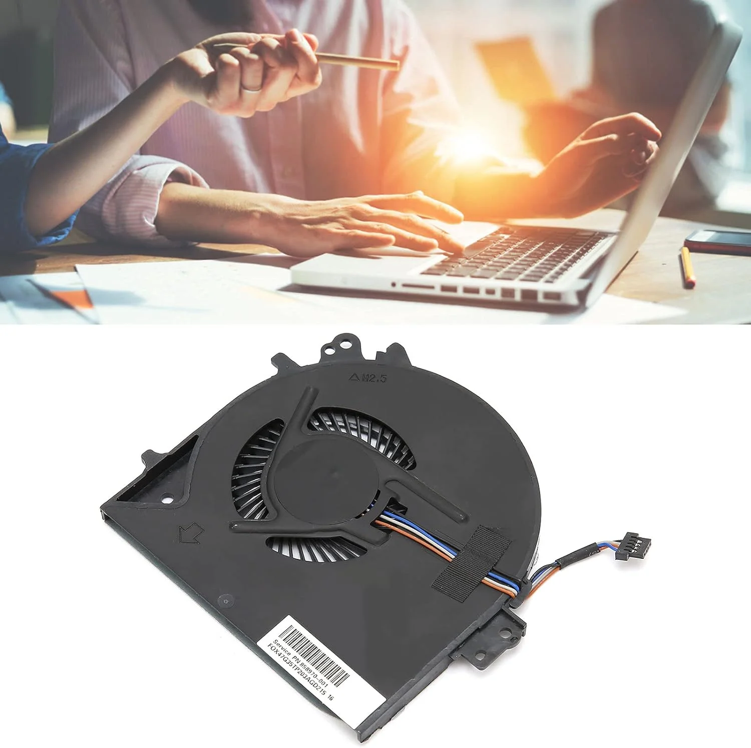 فن خنک کننده پردازنده، خنک کننده بادی پردازنده کامپیوتر 4 پین، رادیاتور خنک کننده کامپیوتر با اتلاف سریع گرما، برای سری HP ProBook 450g5 / 455g5