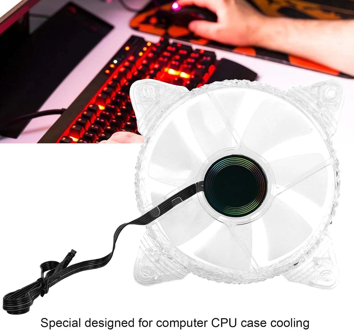 فن خنک کننده پردازنده، خنک کننده چند رنگی پردازنده RGB 12V DC 6 پین با کنترل از راه دور فن خنک کننده کیس کامپیوتر (قاب گرد RGB)