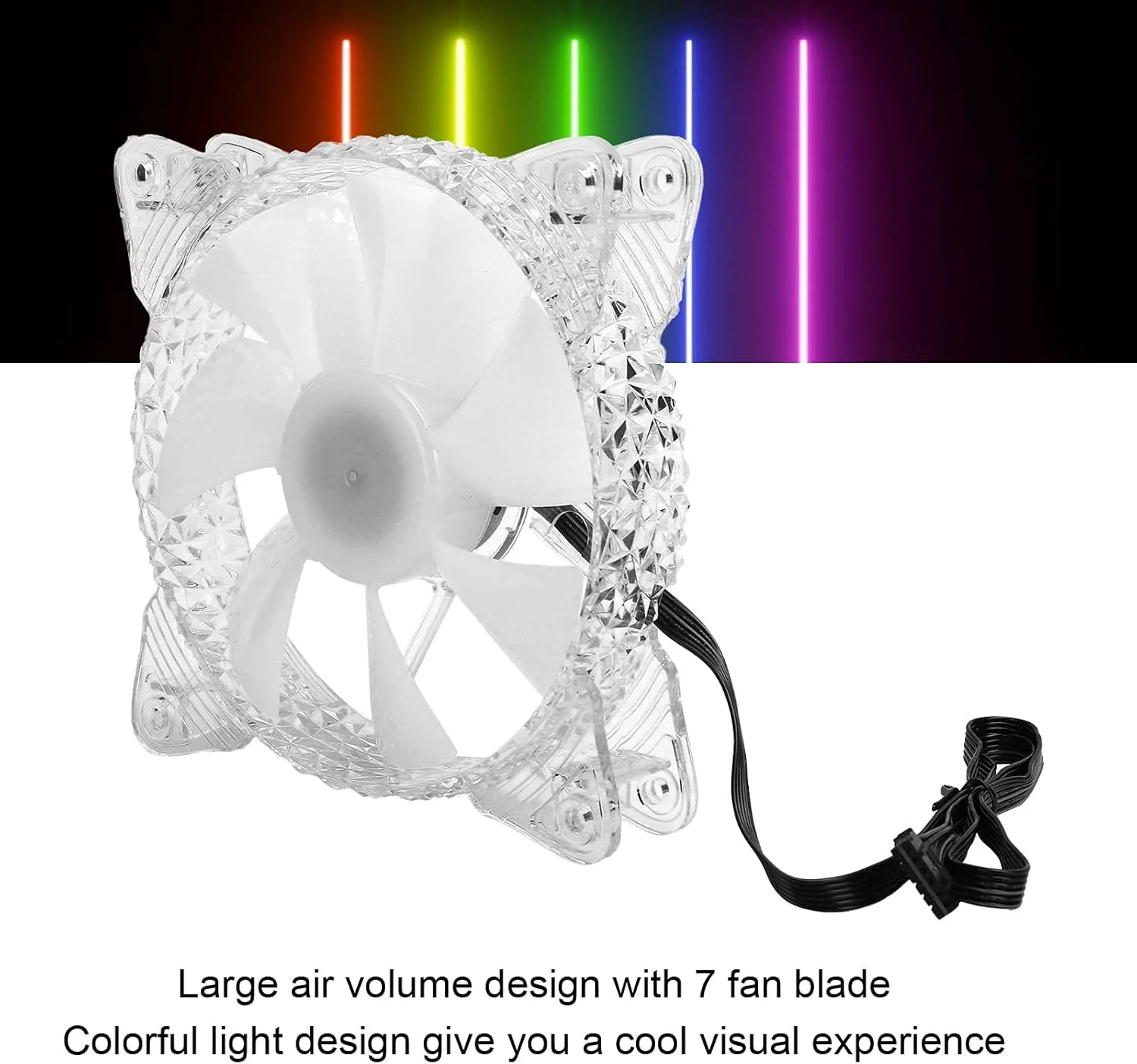 فن خنک کننده پردازنده، خنک کننده چند رنگی پردازنده RGB 12V DC 6 پین با کنترل از راه دور فن خنک کننده کیس کامپیوتر (قاب گرد RGB)