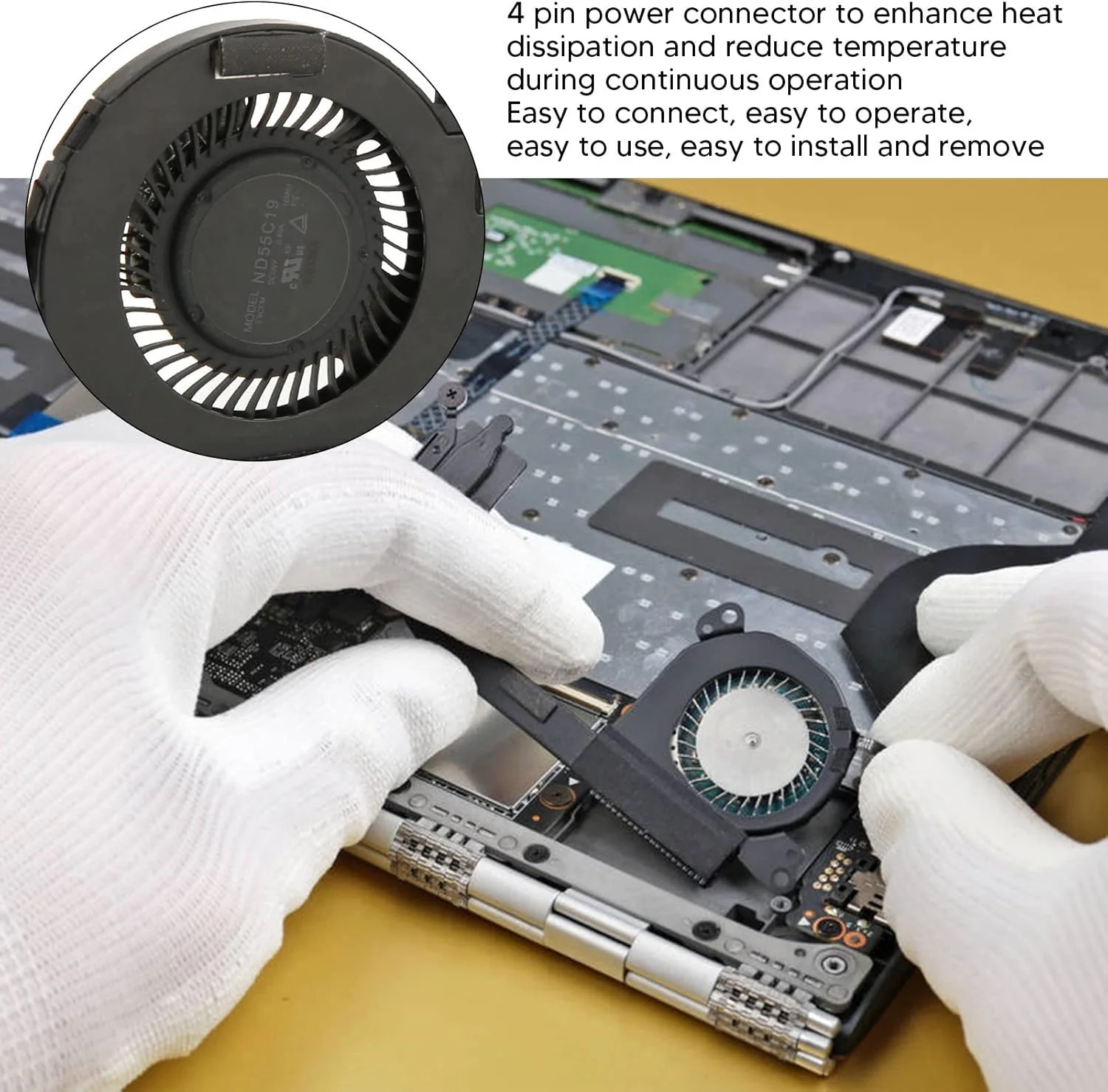 فن خنک کننده پردازنده، فن خنک کننده پردازنده لپ تاپ قابل حمل 4 پین، نصب و جداسازی آسان، مناسب برای Dell XPS 13 9370 9380 0980WH 980WH ND55C19 16M01 فن خنک کننده پردازنده، فن خنک کننده پردازنده لپ تاپ قابل حمل 4 پین، نصب و جداسازی آسان، مناسب برای Dell XPS 13 9370 9380 0980WH 980WH ND55C19 16M01
