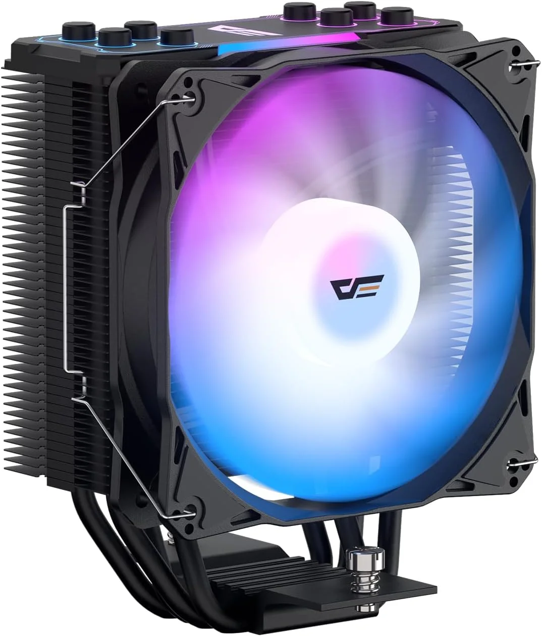 خنک کننده پردازنده darkFlash Z4Pro Mist، تک برج 120 میلی متری، TDP 200W، 4 لوله حرارتی Ф6mm، فن های ARGB PWM PC، خنک کننده بادی پردازنده سازگار با Intel LGA115x/12xx/17xx; AMD AM4/AM5، ارتفاع 155 میلی متر (مشکی)