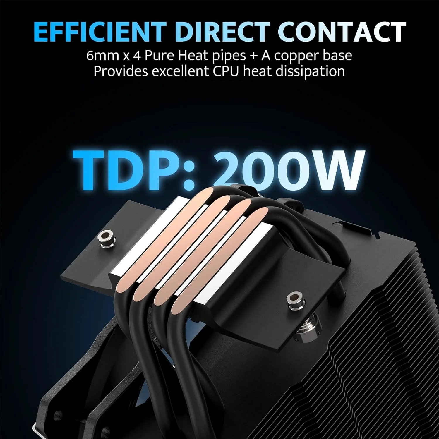 خنک کننده پردازنده darkFlash Z4Pro Mist، تک برج 120 میلی متری، TDP 200W، 4 لوله حرارتی Ф6mm، فن های ARGB PWM PC، خنک کننده بادی پردازنده سازگار با Intel LGA115x/12xx/17xx; AMD AM4/AM5، ارتفاع 155 میلی متر (مشکی)