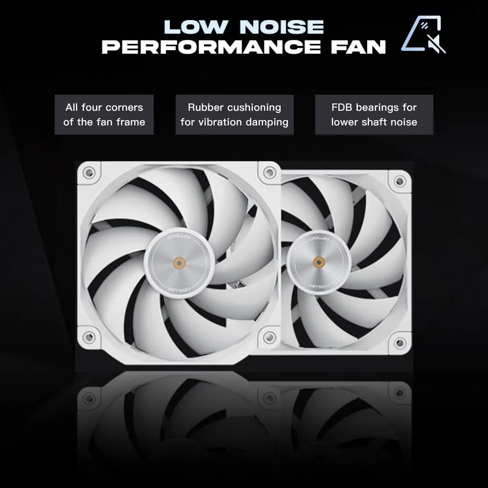 خنک کننده بادی پردازنده COOLLEO P60T V3 نسخه سفید، فن دو برج تقویت کننده بلبرینگ FDB PWM 1600RPM 275W TDP برای AMD AM4/AM5 و Intel LGA 115X/1200/1700