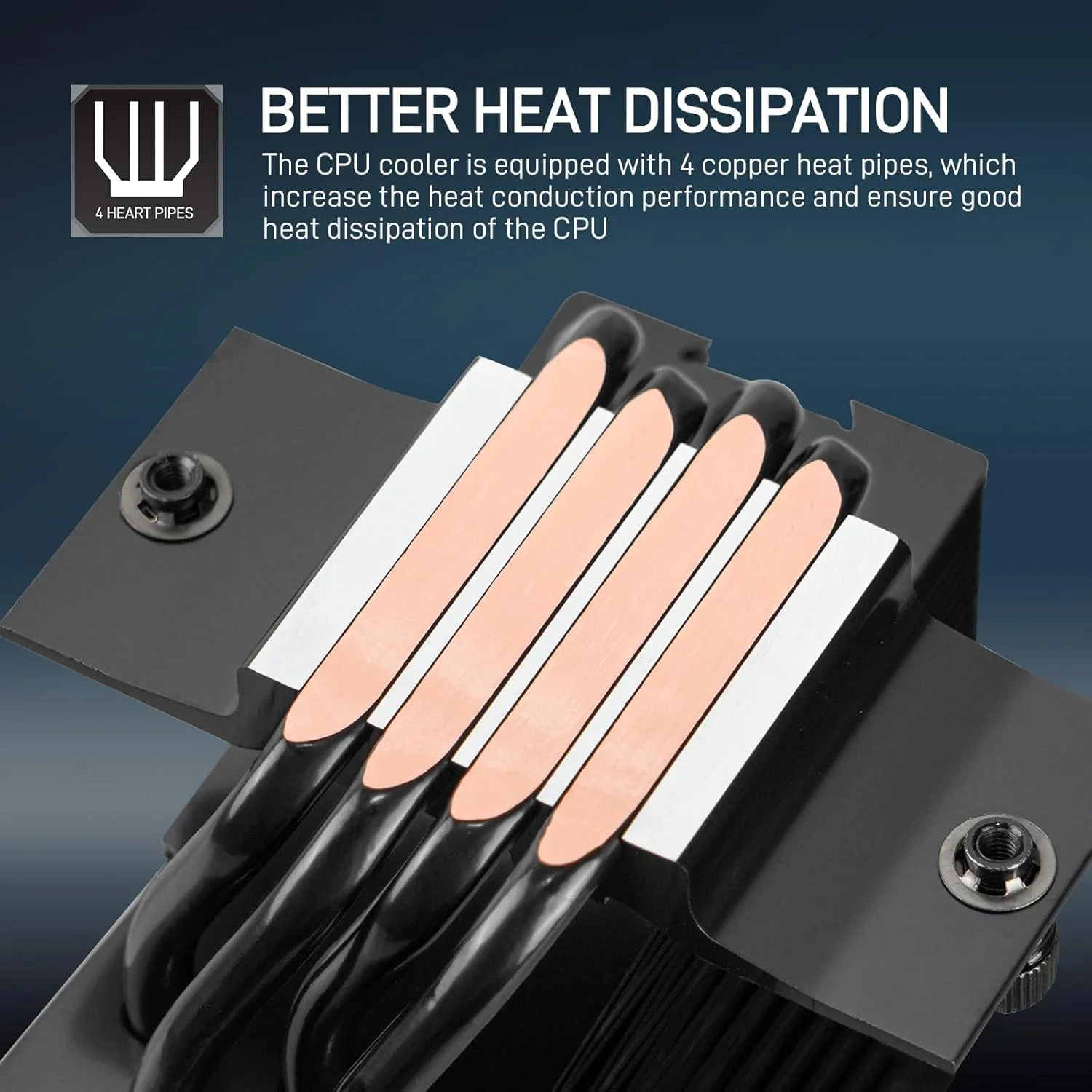 خنک کننده بادی پردازنده DARKROCK PX-4 با 4 لوله حرارتی مسی و فن PWM 120 میلی متری - توان حرارتی 180 وات، سرعت 1800 دور در دقیقه با سطح نویز پایین 22.3dBA - ایده آل برای رایانه های شخصی گیمینگ با عملکرد بالا - Intel LGA 1700/1200/115X, AMD AM5/AMD4