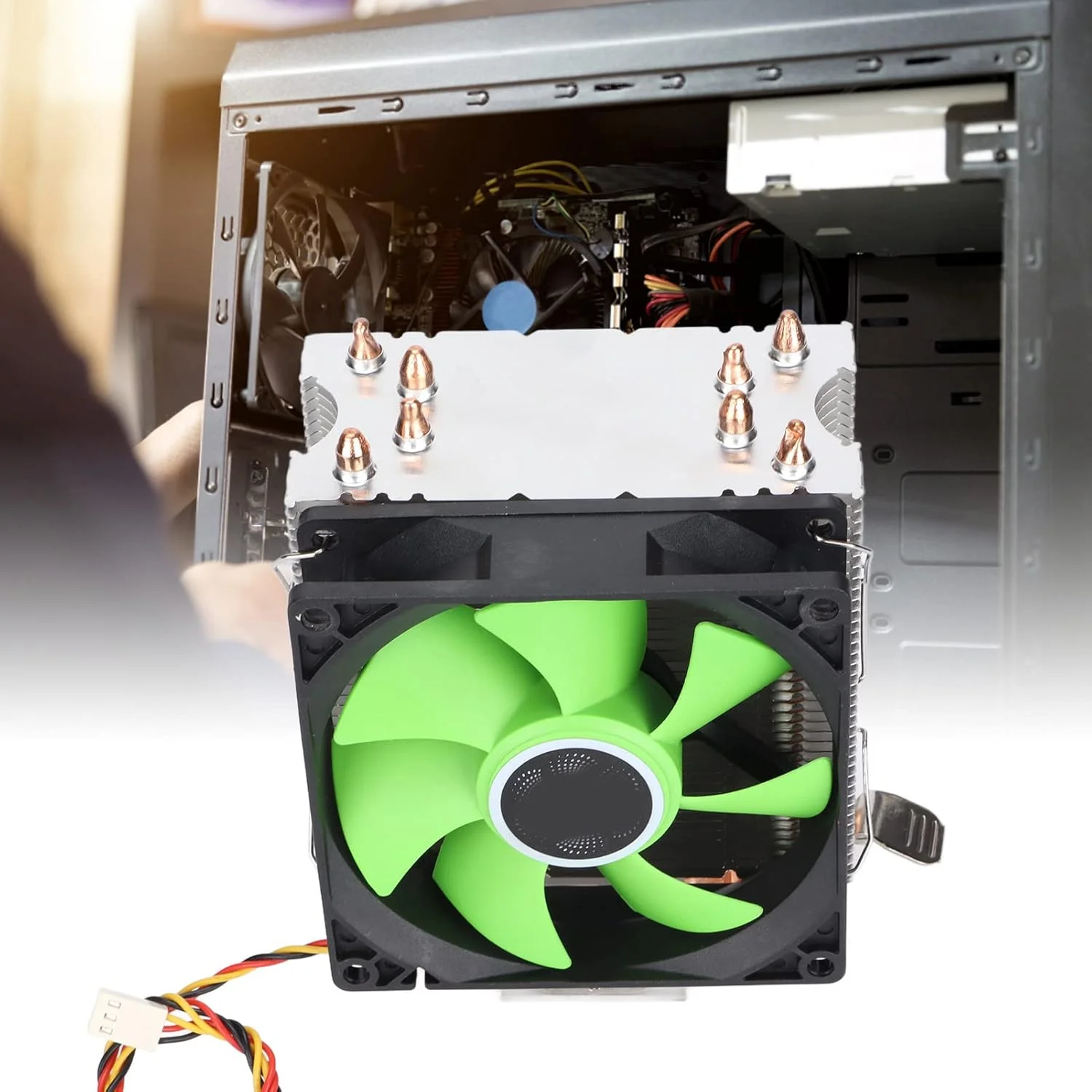 خنک کننده پردازنده، فن پردازنده با سازگاری گسترده 4 لوله حرارتی عملکرد پایدار جریان هوای 38 CFM برای مصارف خانگی (تک فن)