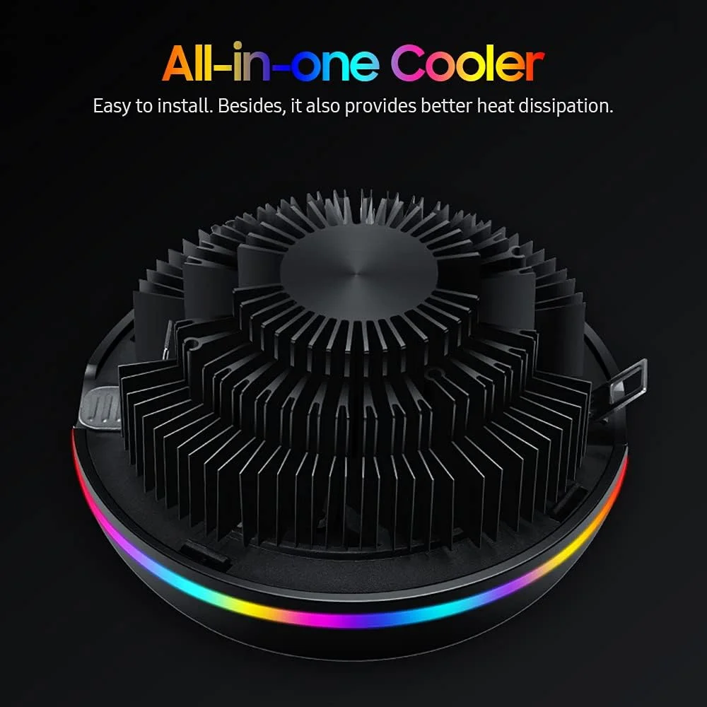 خنک کننده بادی پردازنده همه کاره با طراحی یوفو، نورپردازی 5 رنگ، پیکربندی فشاری، سوکت جهانی اینتل/AMD با بلبرینگ سیال، نقره ای خنک کننده بادی پردازنده همه کاره با طراحی یوفو، نورپردازی 5 رنگ، پیکربندی فشاری، سوکت جهانی اینتل/AMD با بلبرینگ سیال، نقره ای