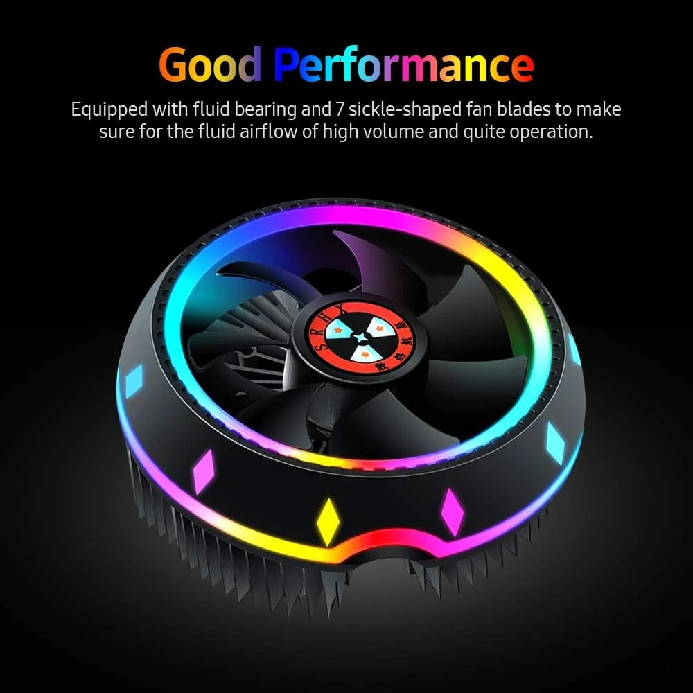 خنک کننده بادی پردازنده همه کاره با طراحی یوفو، نورپردازی 5 رنگ، پیکربندی فشاری، سوکت جهانی اینتل/AMD با بلبرینگ سیال، نقره ای خنک کننده بادی پردازنده همه کاره با طراحی یوفو، نورپردازی 5 رنگ، پیکربندی فشاری، سوکت جهانی اینتل/AMD با بلبرینگ سیال، نقره ای