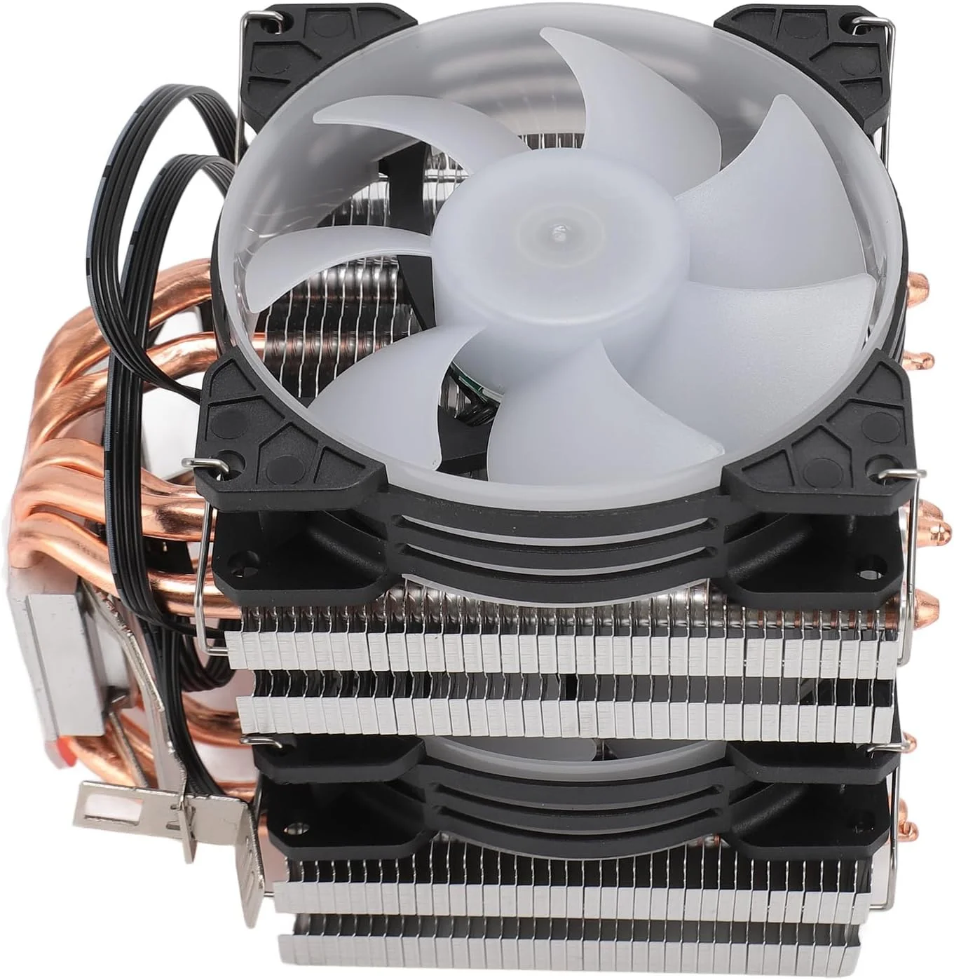 خنک کننده بادی پردازنده Cryfokt، فن کارآمد دو برج با 6 لوله حرارتی برای کامپیوتر، فن PWM با نورپردازی RGB