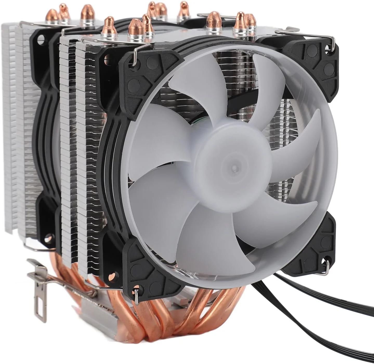 خنک کننده بادی پردازنده Cryfokt، فن کارآمد دو برج با 6 لوله حرارتی برای کامپیوتر، فن PWM با نورپردازی RGB