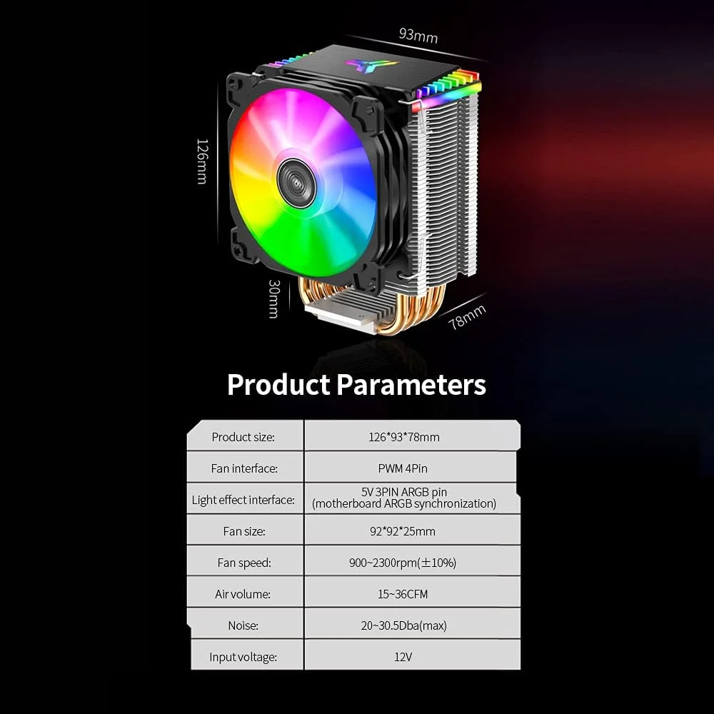 خنککننده پردازنده Eacam CR-1400، فن PWM 4 پین، 4 لوله حرارتی، فن خنککننده پردازنده ARGB 5 ولت خنککننده پردازنده Eacam CR-1400، فن PWM 4 پین، 4 لوله حرارتی، فن خنککننده پردازنده ARGB 5 ولت