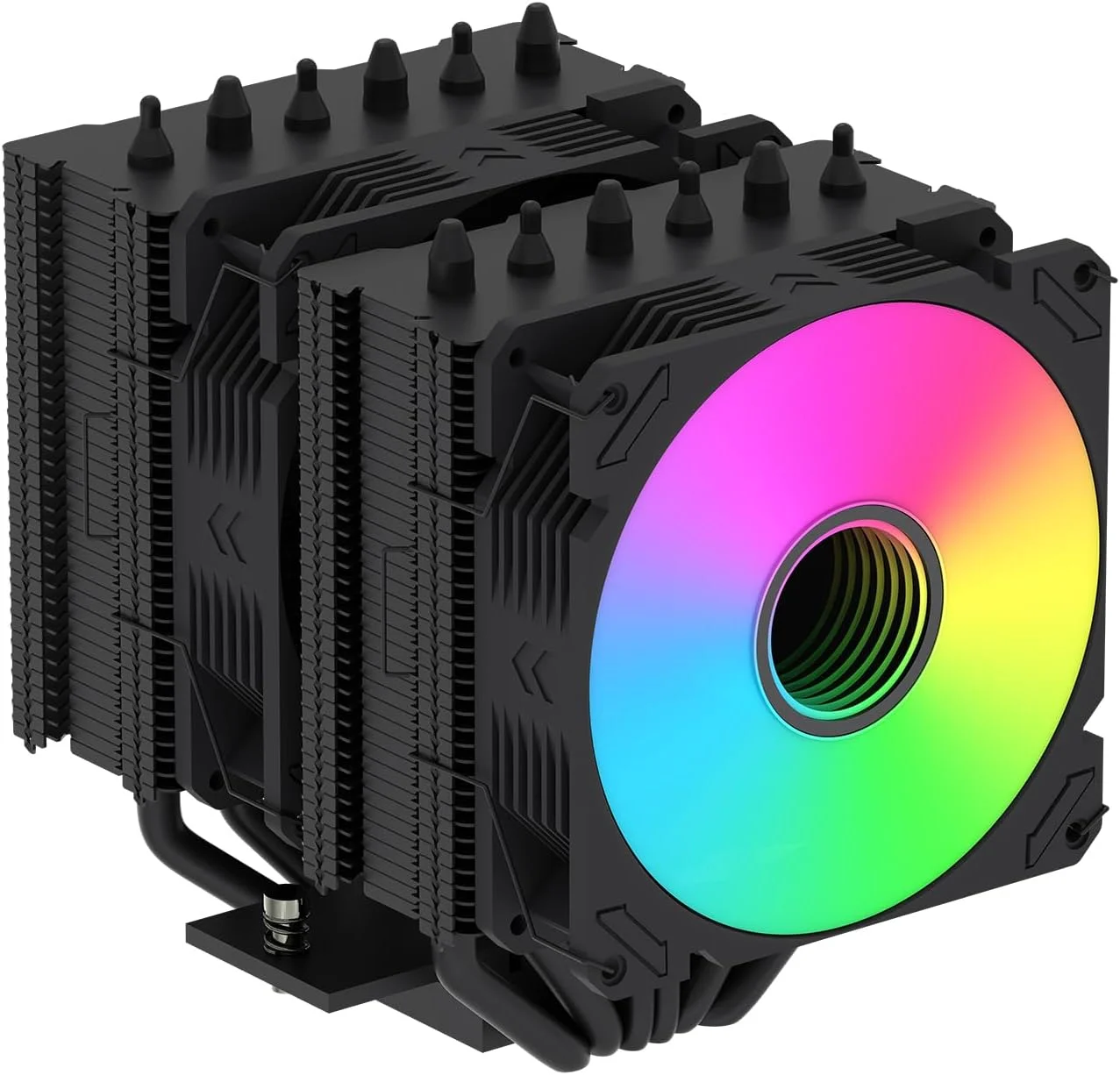 خنک کننده پردازنده DS2000V6 با 6 لوله حرارتی و دو فن پردازنده (2300 دور در دقیقه) - خنک کننده با عملکرد بالا برای Intel LGA1700/1200/115X و AMD AM5/AM4، خنک کننده جهانی پردازنده، خنک کننده کیس کامپیوتر - مشکی