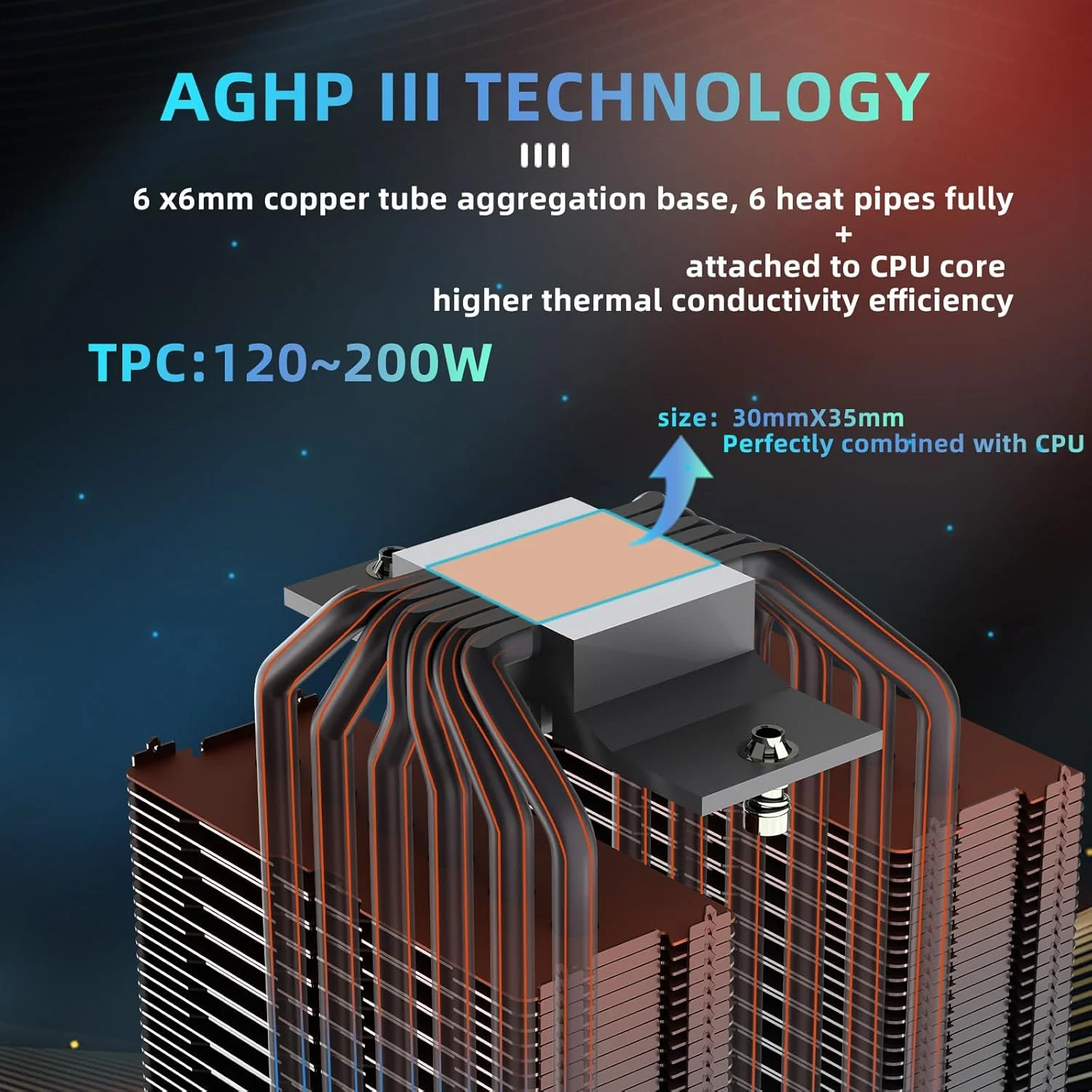 خنک کننده پردازنده DS2000V6 با 6 لوله حرارتی و دو فن پردازنده (2300 دور در دقیقه) - خنک کننده با عملکرد بالا برای Intel LGA1700/1200/115X و AMD AM5/AM4، خنک کننده جهانی پردازنده، خنک کننده کیس کامپیوتر - مشکی