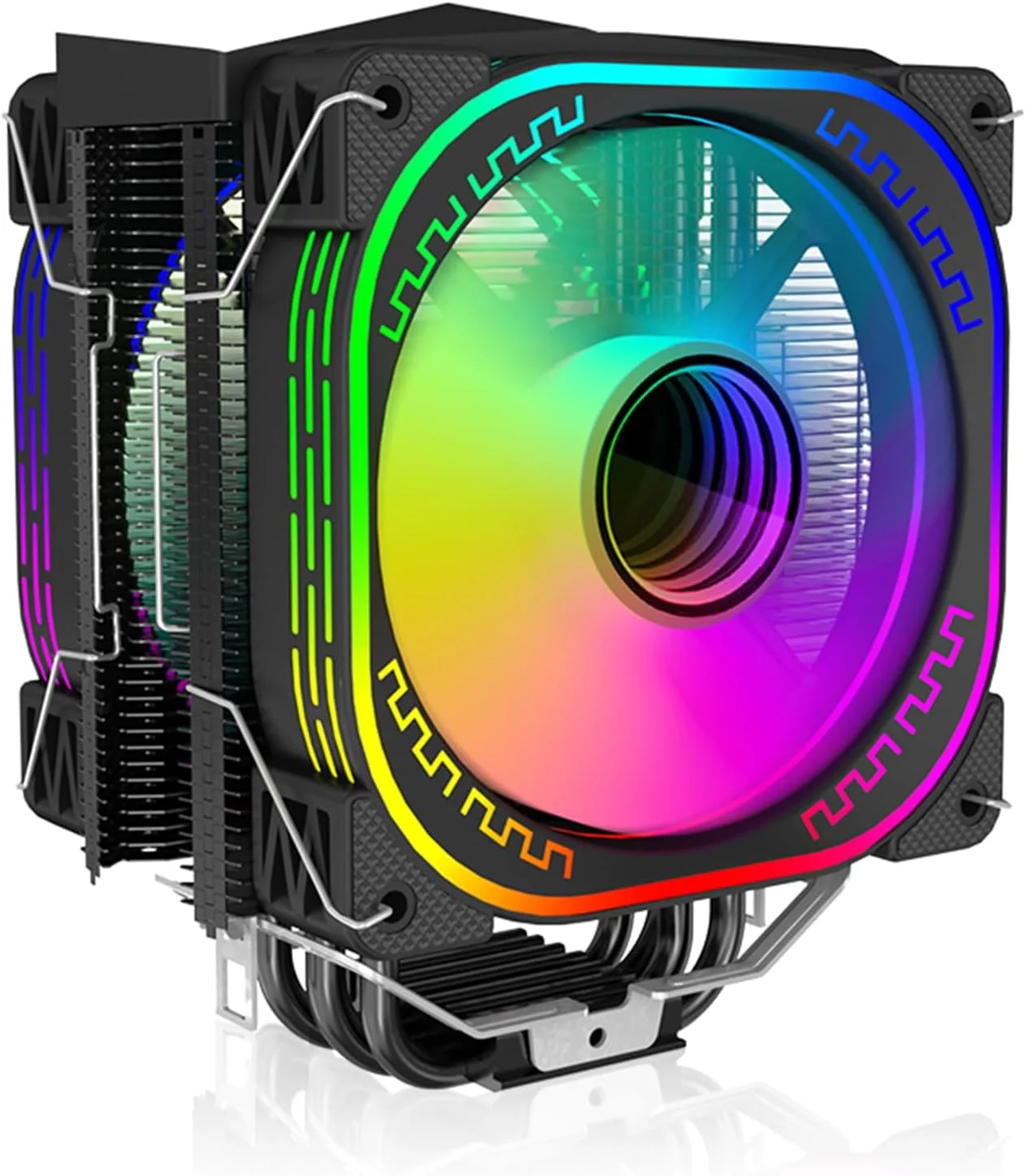 خنک کننده پردازنده بادی DS leddess با سرعت 2300 دور در دقیقه، فن RGB 4 اینچی برای LGA 775/1155/1156، AM3/AM2 (4.17 x 4 x 2.64 اینچ، سازگار با کامپیوتر رومیزی، سرور)