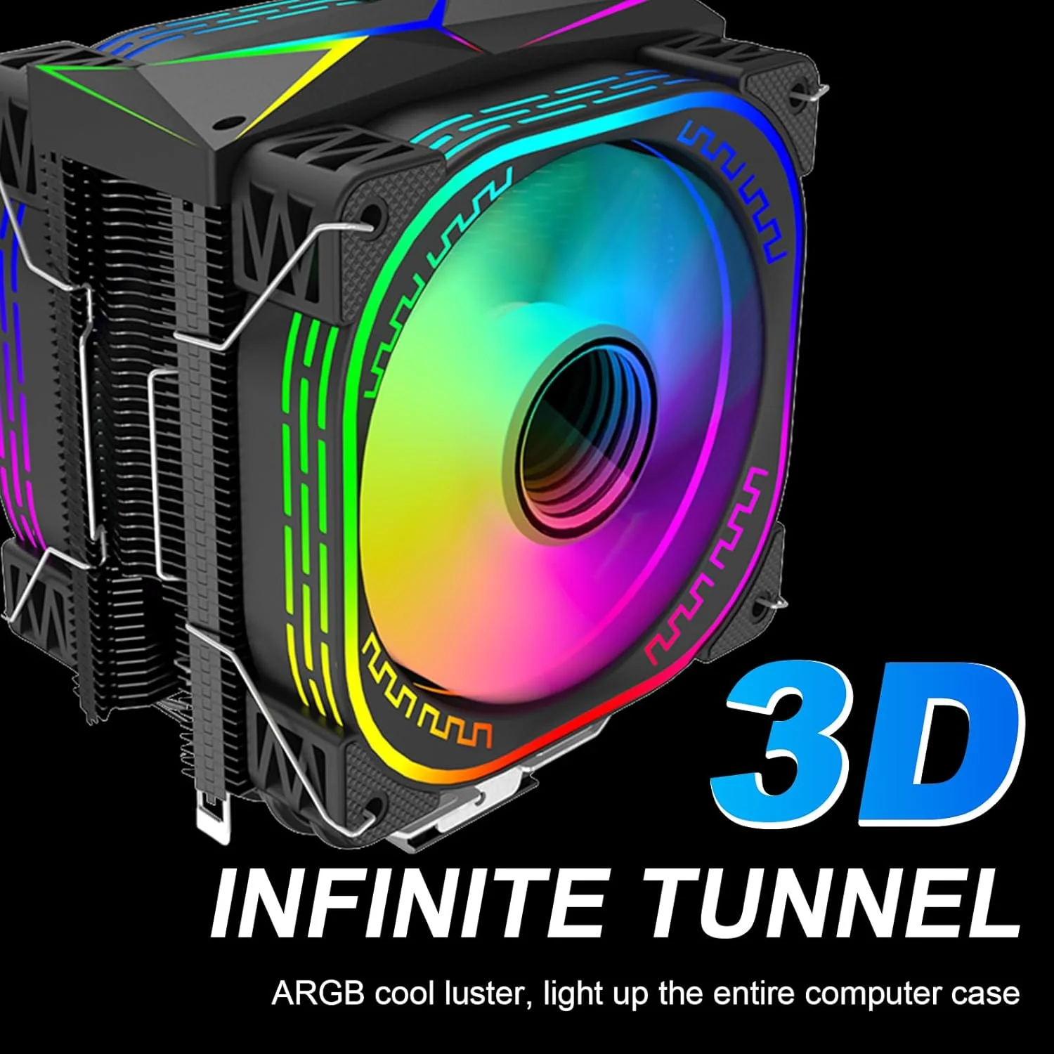 خنک کننده پردازنده بادی DS leddess با سرعت 2300 دور در دقیقه، فن RGB 4 اینچی برای LGA 775/1155/1156، AM3/AM2 (4.17 x 4 x 2.64 اینچ، سازگار با کامپیوتر رومیزی، سرور)