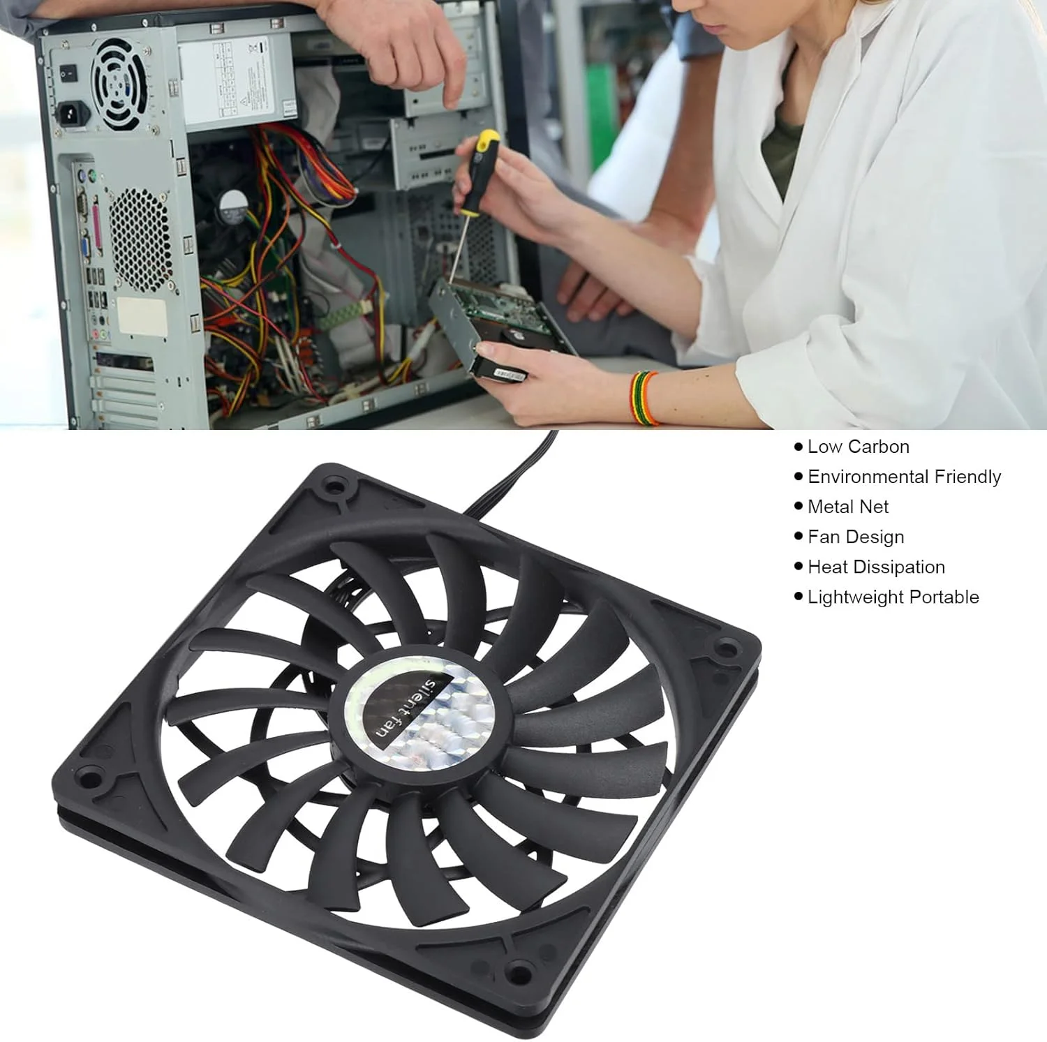 خنک کننده پردازنده، فن خنک کننده کامپیوتر با شبکه فلزی فوق العاده بی صدا و سازگار با محیط زیست، لوازم جانبی کامپیوتر