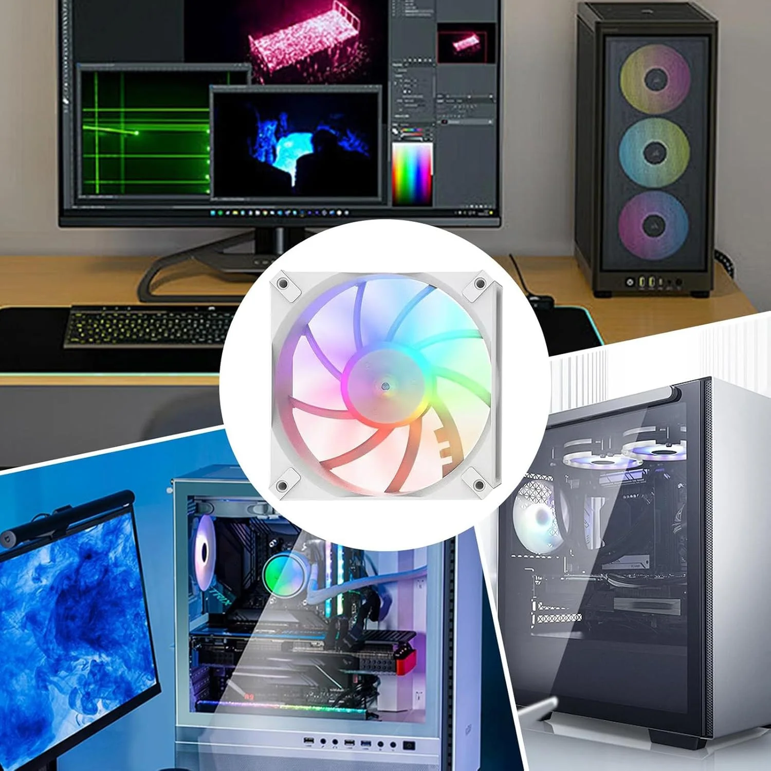 فن برای کامپیوتر - فن خنک کننده کامپیوتر، خنک کننده های باریک و بی صدای RGB برای ساخت کامپیوتر گیمینگ خانگی، ابزار بهینه سازی جریان هوا