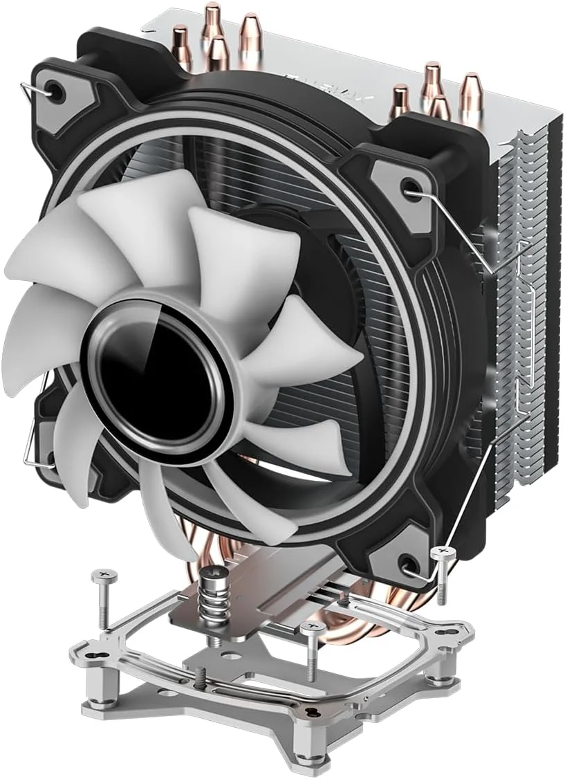 خنک کننده پردازنده گیم مکس مدل Ice Blade با توان حرارتی 190W TDP، دارای 4 لوله حرارتی مسی 6 میلی متری و هیت سینک آلومینیومی، فن 120 میلی متری ARGB دو حلقه ای PWM Infinity برای سوکت های Intel و AMD | مشکی/کروم