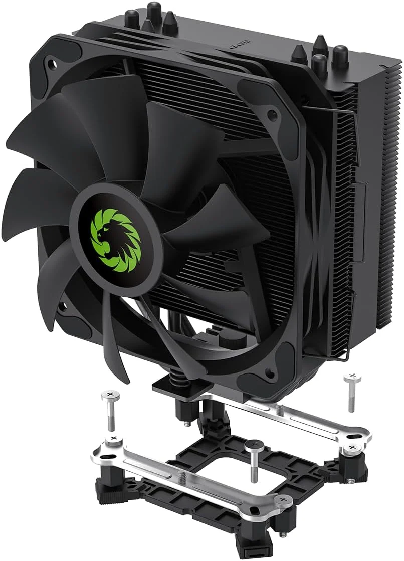 خنک کننده پردازنده گیم مکس سیگما 540 با توان حرارتی 200 وات، دارای 4 لوله حرارتی مسی 6 میلی متری و هیت سینک آلومینیومی، فن PWM مشکی 130 میلی متری برای Intel LGA1700 / 115X / 1200 و AMD AM4 / AM5 | مشکی/کروم