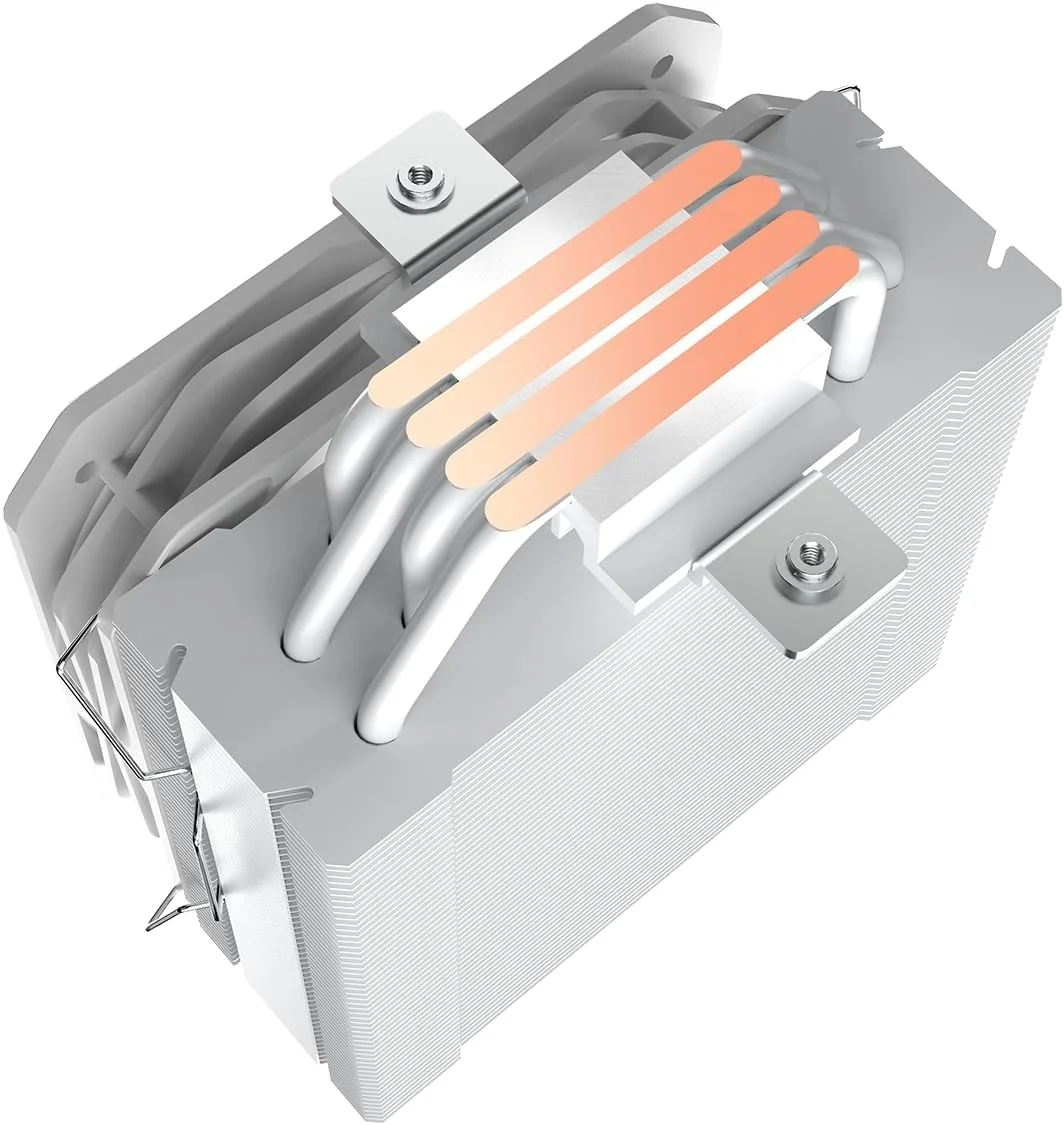 خنک کننده پردازنده گیم مکس سیگما 540 سفید خالص 200W TDP با 4 لوله حرارتی مسی 6 میلی متری و هیت سینک آلومینیومی، فن 130 میلی متری PWM برای Intel LGA1700 / 115X / 1200 و AMD AM4 / AM5