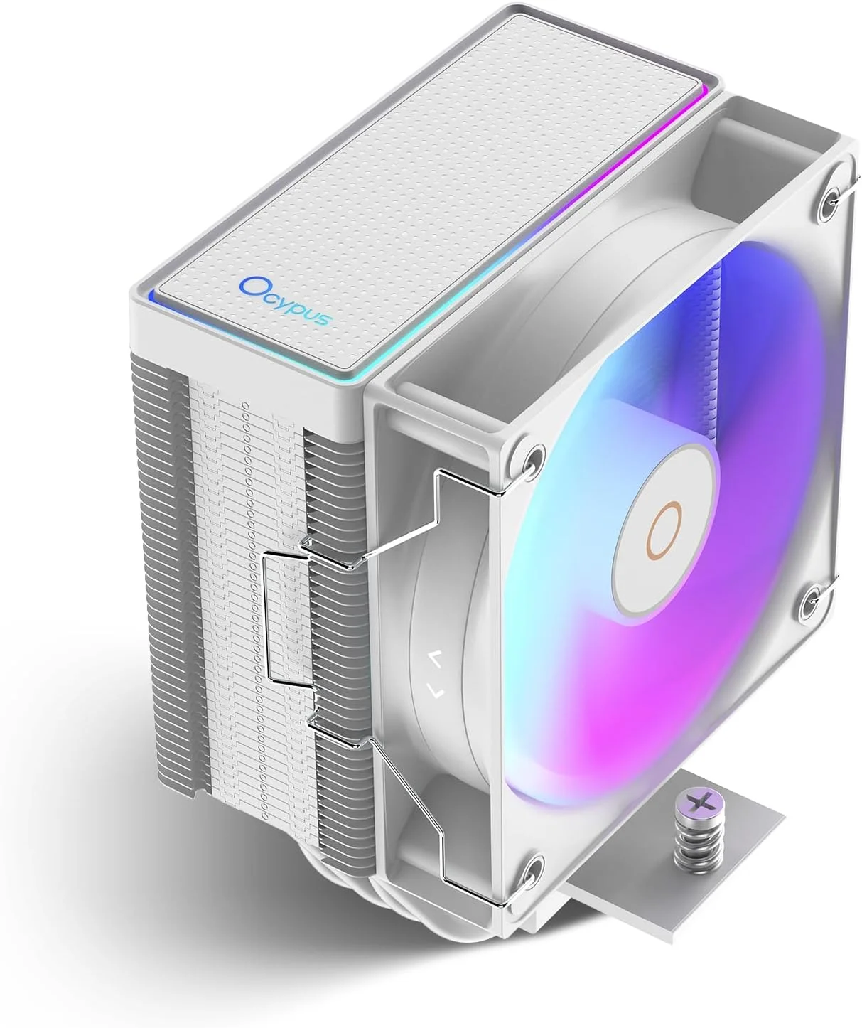 خنک کننده پردازنده کامپیوتر گاما A40 ARGB WH، فن PWM 100 میلی‌متری، ارتفاع 133 میلی‌متری، تک برج، 4 لوله حرارتی مسی، عملکرد ARGB، پوشش بالایی فانتزی، برای Intel LGA 115X/1200/1700/1851 و AMD AM4/AM5