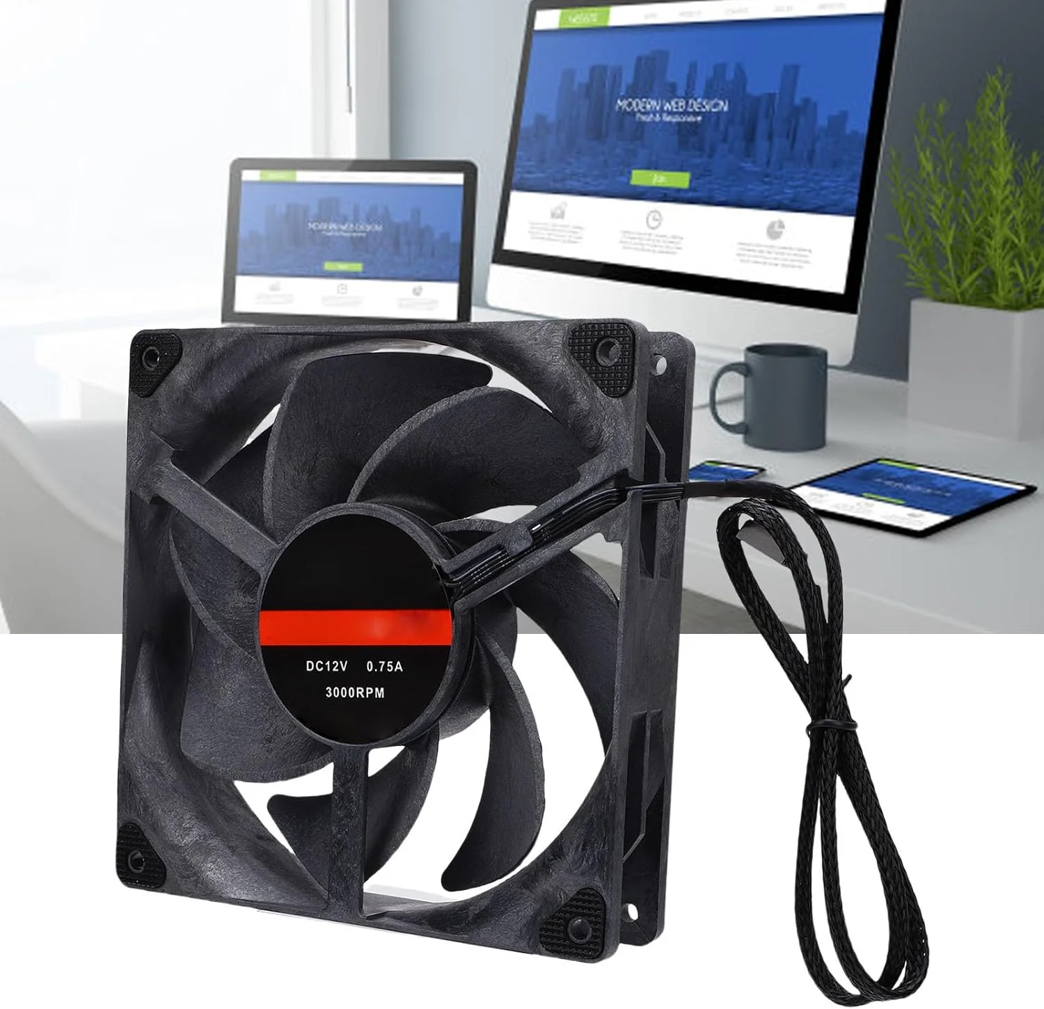 فن کیس کامپیوتر 140 میلی‌متری، فن خنک‌کننده کم صدا با رابط 4 پین PWM برای کیس‌های کامپیوتر و خنک‌کننده‌های CPU به همراه 8 پیچ