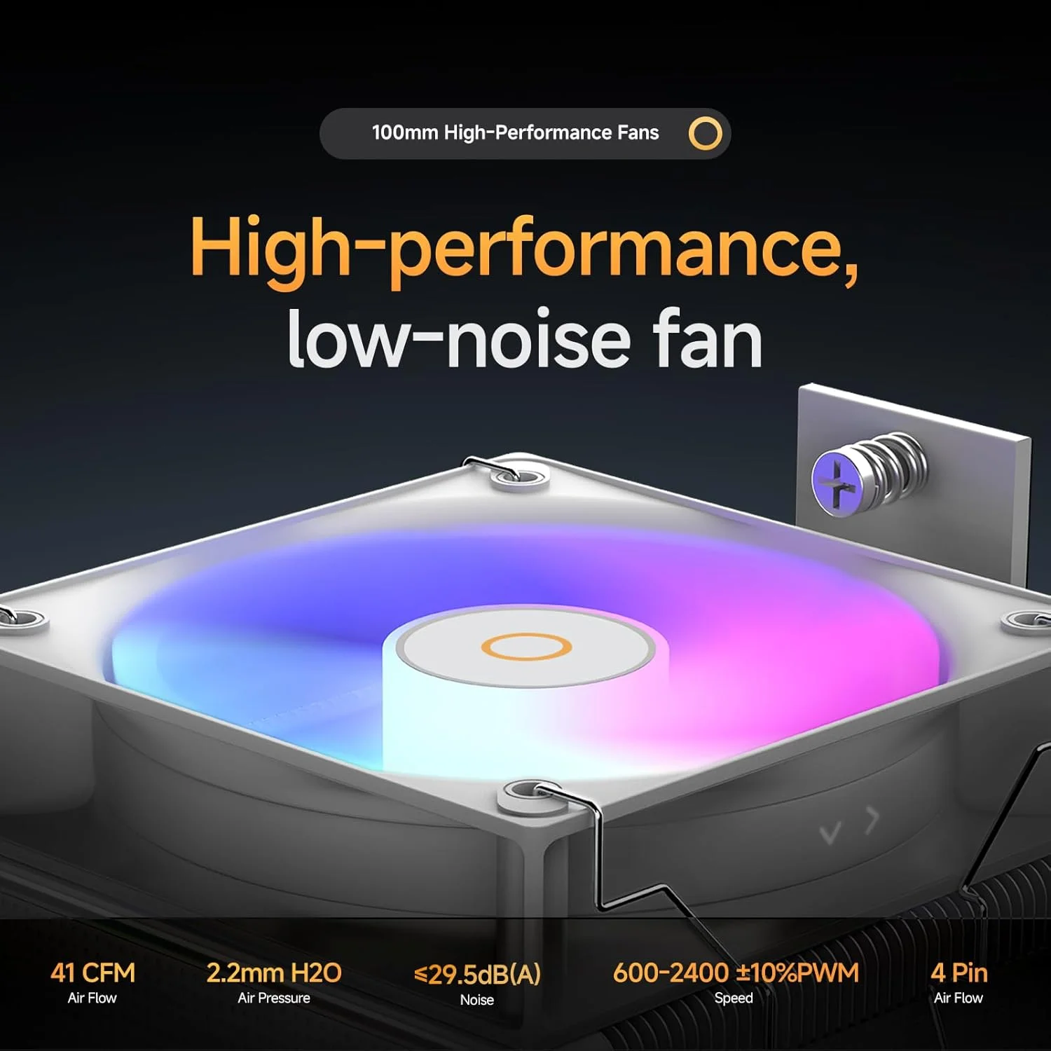 خنک کننده پردازنده کامپیوتر گاما A40 ARGB WH، فن PWM 100 میلی‌متری، ارتفاع 133 میلی‌متری، تک برج، 4 لوله حرارتی مسی، عملکرد ARGB، پوشش بالایی فانتزی، برای Intel LGA 115X/1200/1700/1851 و AMD AM4/AM5