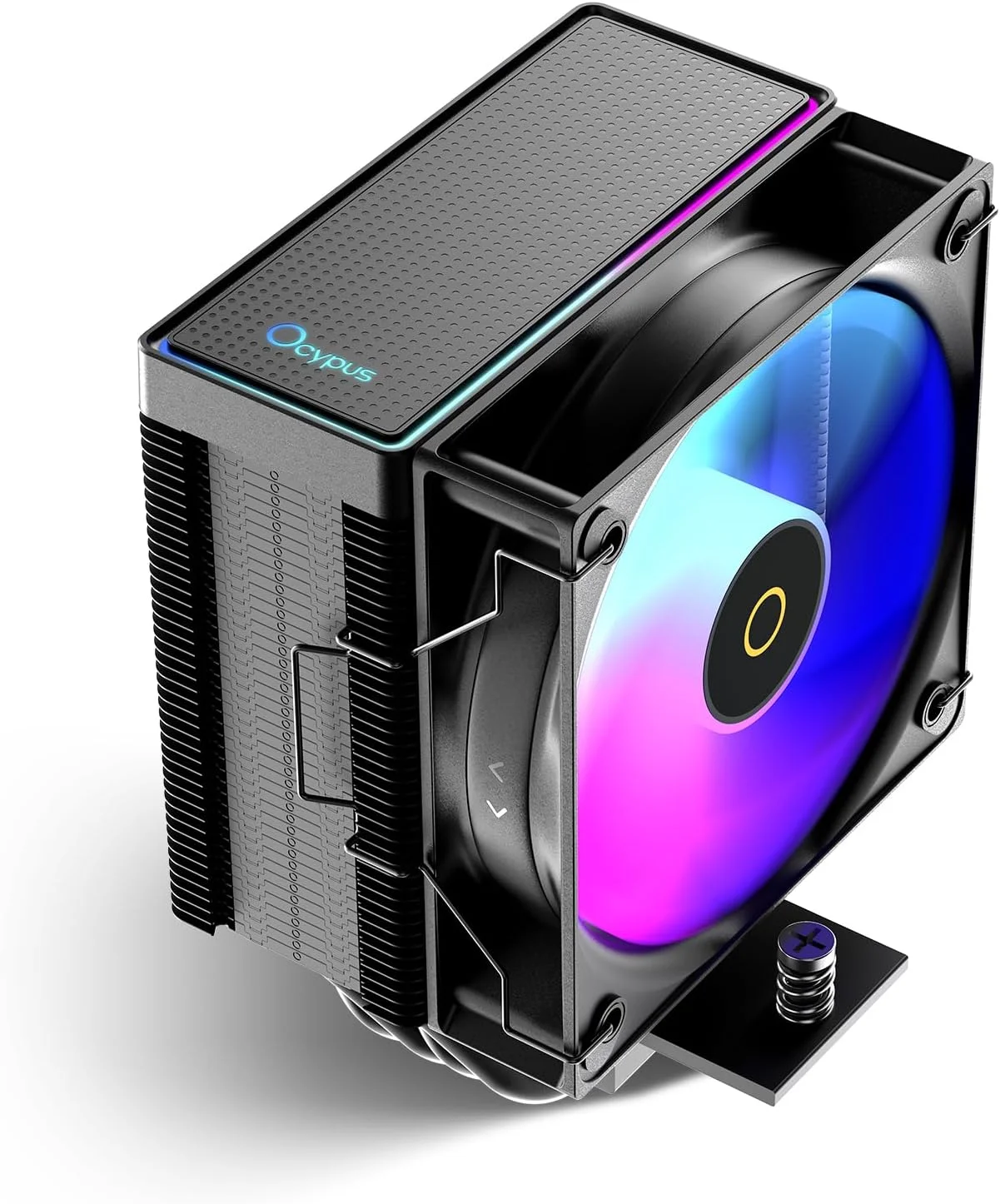 خنک کننده پردازنده گاما A40 ARGB BK، فن PWM 100 میلی‌متری، خنک کننده هوای پردازنده کامپیوتر تک برج با ارتفاع 133 میلی‌متر، 4 لوله حرارتی مسی، عملکرد ARGB، پوشش بالایی فانتزی، برای Intel LGA 115X/1200/1700/1851 و AMD AM4/AM5