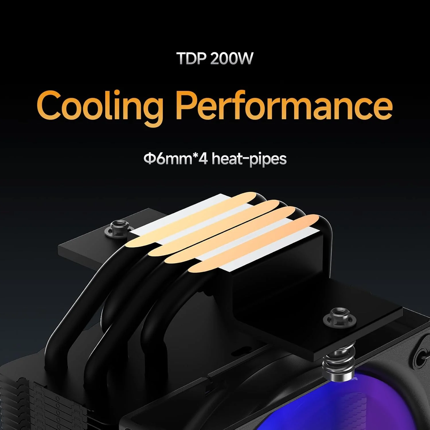 خنک کننده پردازنده گاما A40 ARGB BK، فن PWM 100 میلی‌متری، خنک کننده هوای پردازنده کامپیوتر تک برج با ارتفاع 133 میلی‌متر، 4 لوله حرارتی مسی، عملکرد ARGB، پوشش بالایی فانتزی، برای Intel LGA 115X/1200/1700/1851 و AMD AM4/AM5