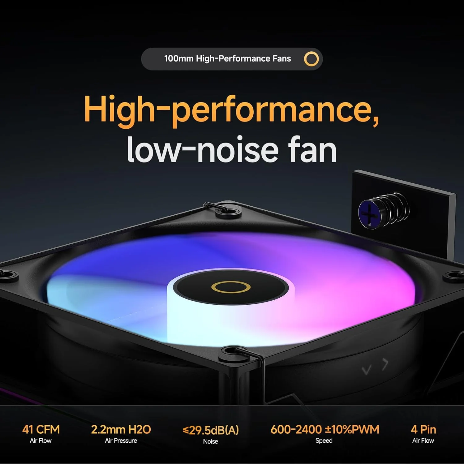 خنک کننده پردازنده گاما A40 ARGB BK، فن PWM 100 میلی‌متری، خنک کننده هوای پردازنده کامپیوتر تک برج با ارتفاع 133 میلی‌متر، 4 لوله حرارتی مسی، عملکرد ARGB، پوشش بالایی فانتزی، برای Intel LGA 115X/1200/1700/1851 و AMD AM4/AM5