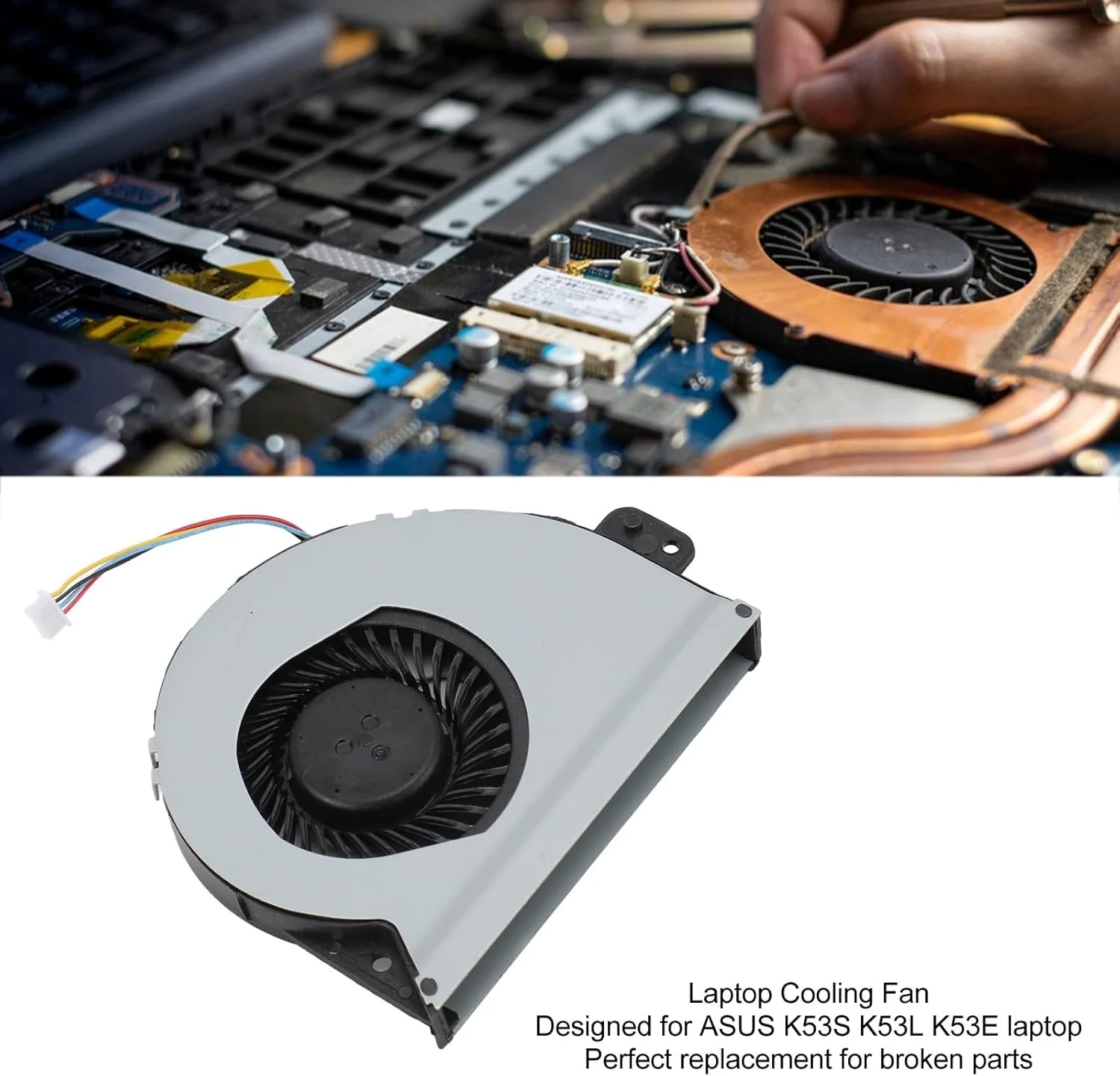 فن خنک کننده پردازنده لپ تاپ گوشیدا برای K53S K53L K53E، فن خنک کننده هوا پردازنده جایگزین با اتصال برق 4 پین برای لپ تاپ، خنک کننده بهبود یافته