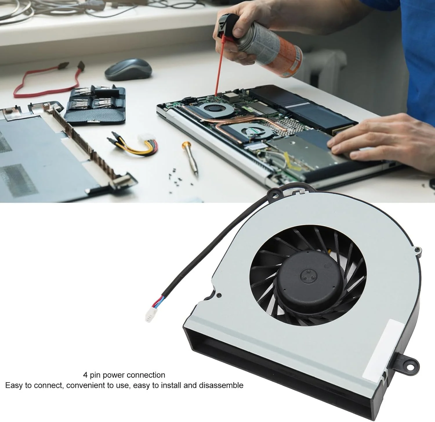 فن خنک کننده پردازنده گاشیدا برای لپ تاپ های ET2700 INKS، فن خنک کننده پردازنده با کانکتور برق 4 پین، جایگزینی برای دفع سریع حرارت لپ تاپ