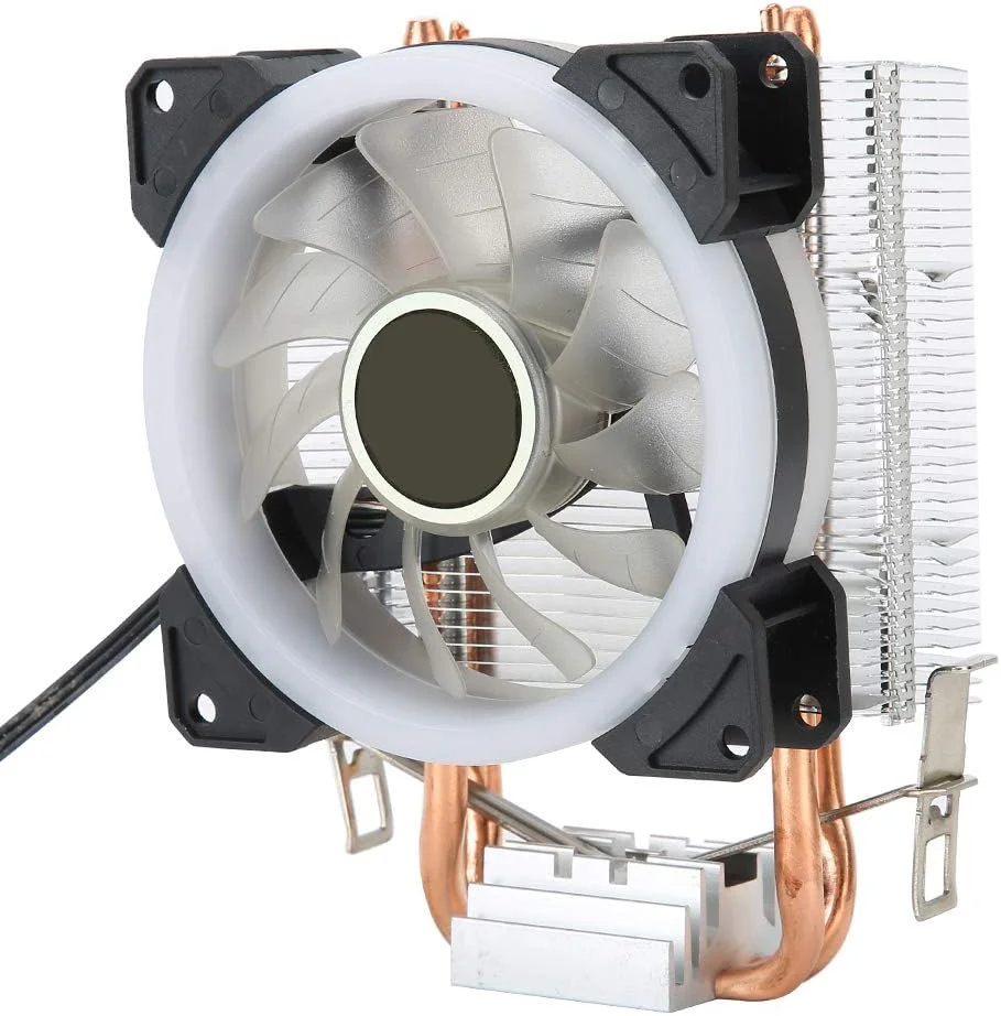 خنک کننده بادی پردازنده GOWENIC، فن خنک کننده بادی پردازنده 3 پین 2000 دور در دقیقه، خنک کننده مایع آلومینیومی پردازنده با 2 لوله برنجی برای AMD 775/1150 / 1151/1155 / 1156/1366 (#5)