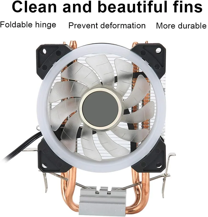 خنک کننده بادی پردازنده GOWENIC، فن خنک کننده بادی پردازنده 3 پین 2000 دور در دقیقه، خنک کننده مایع آلومینیومی پردازنده با 2 لوله برنجی برای AMD 775/1150 / 1151/1155 / 1156/1366 (#5)